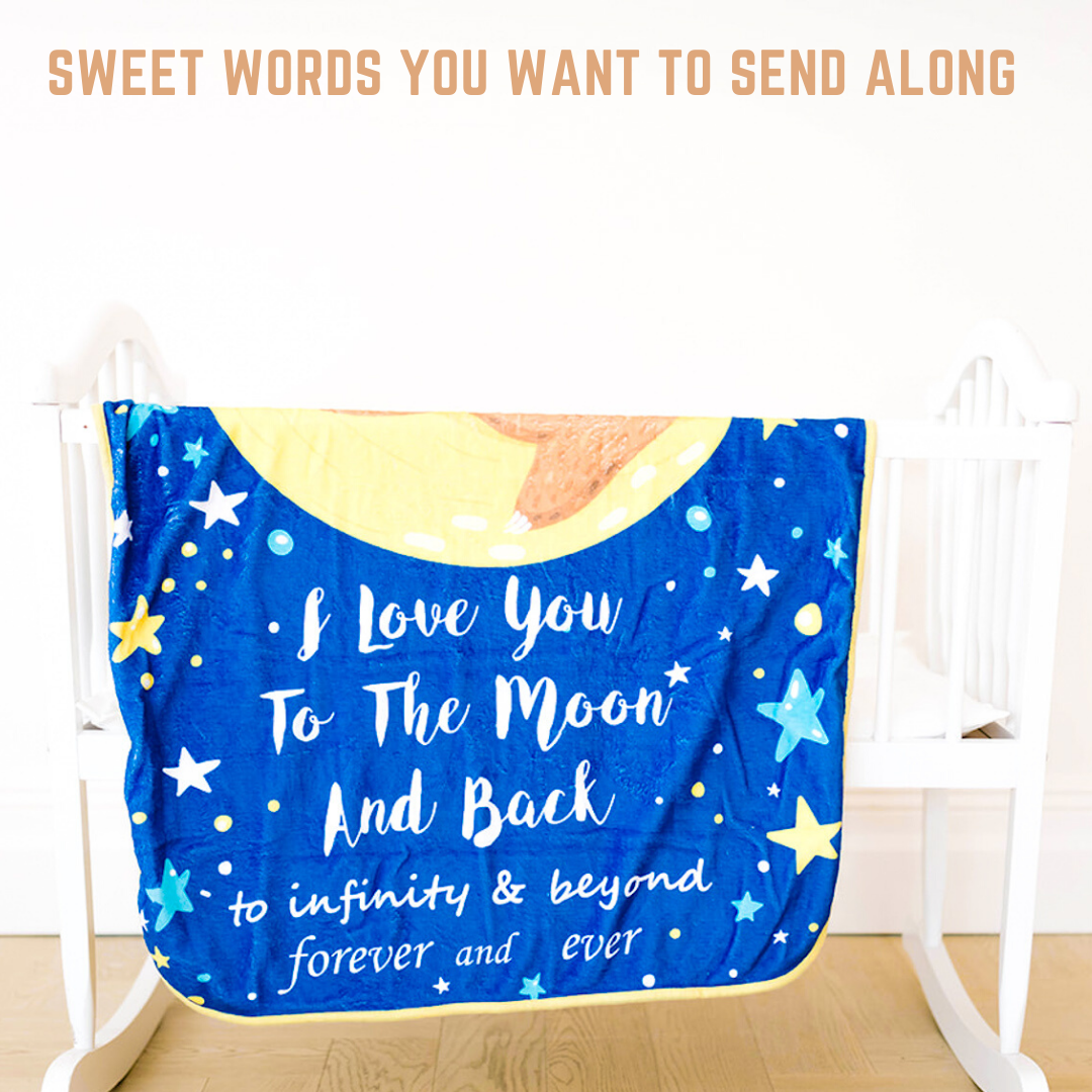 Bamboo Viscose Minky Sloth Blanket - Double Layers - I Love You To The Moon And Back