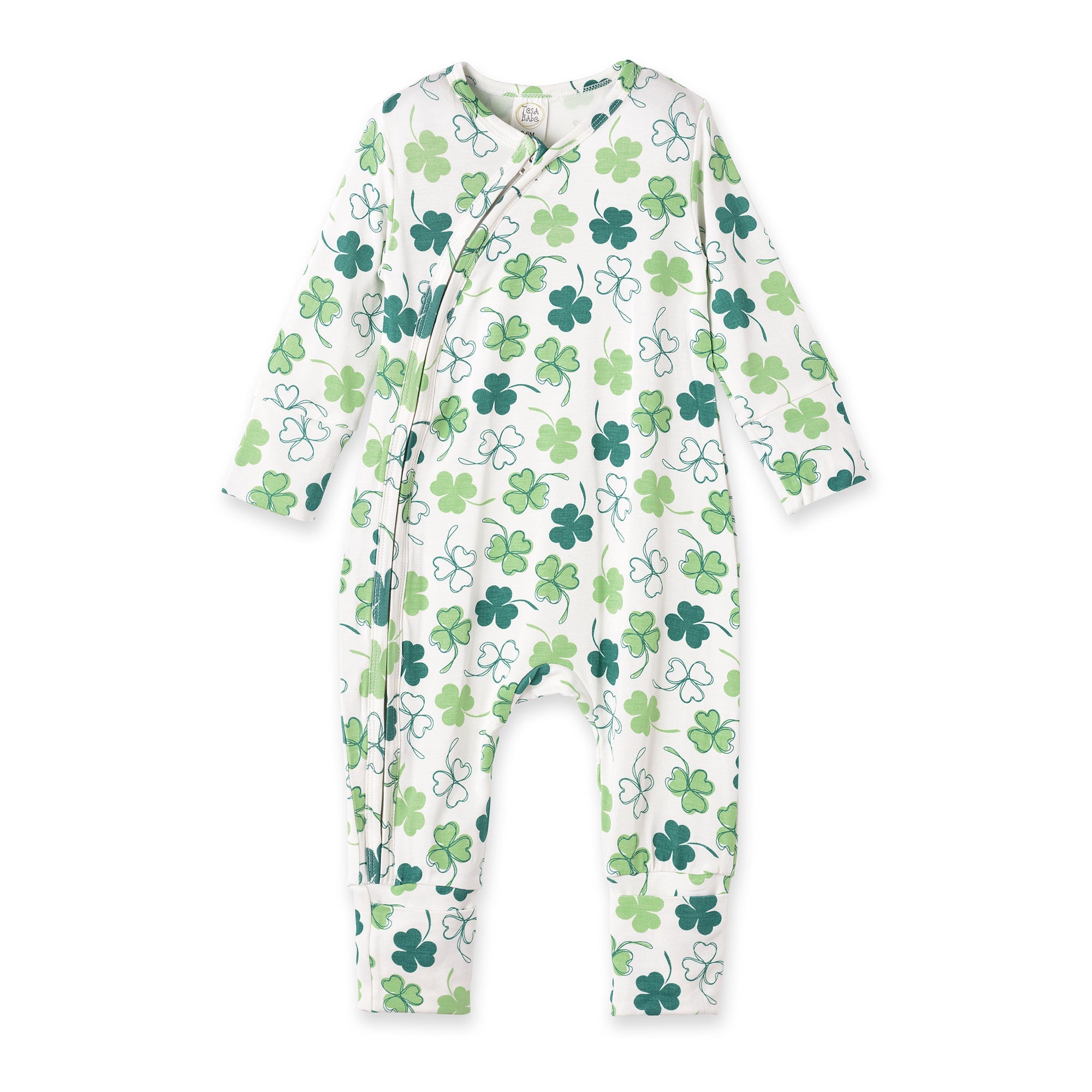 Shamrock Zip Romper – Convertible Cuff Bamboo Sleeper