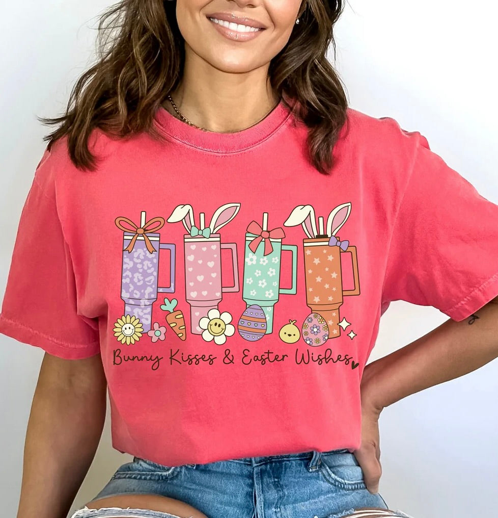 Bunny Kisses & Easter Wishes Tumbler Cups Tee
