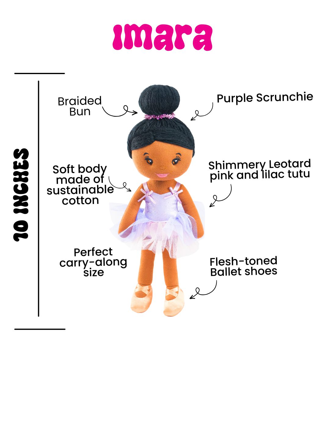 Imara Ballerina 10 Inch Plush Doll & Storybook Set