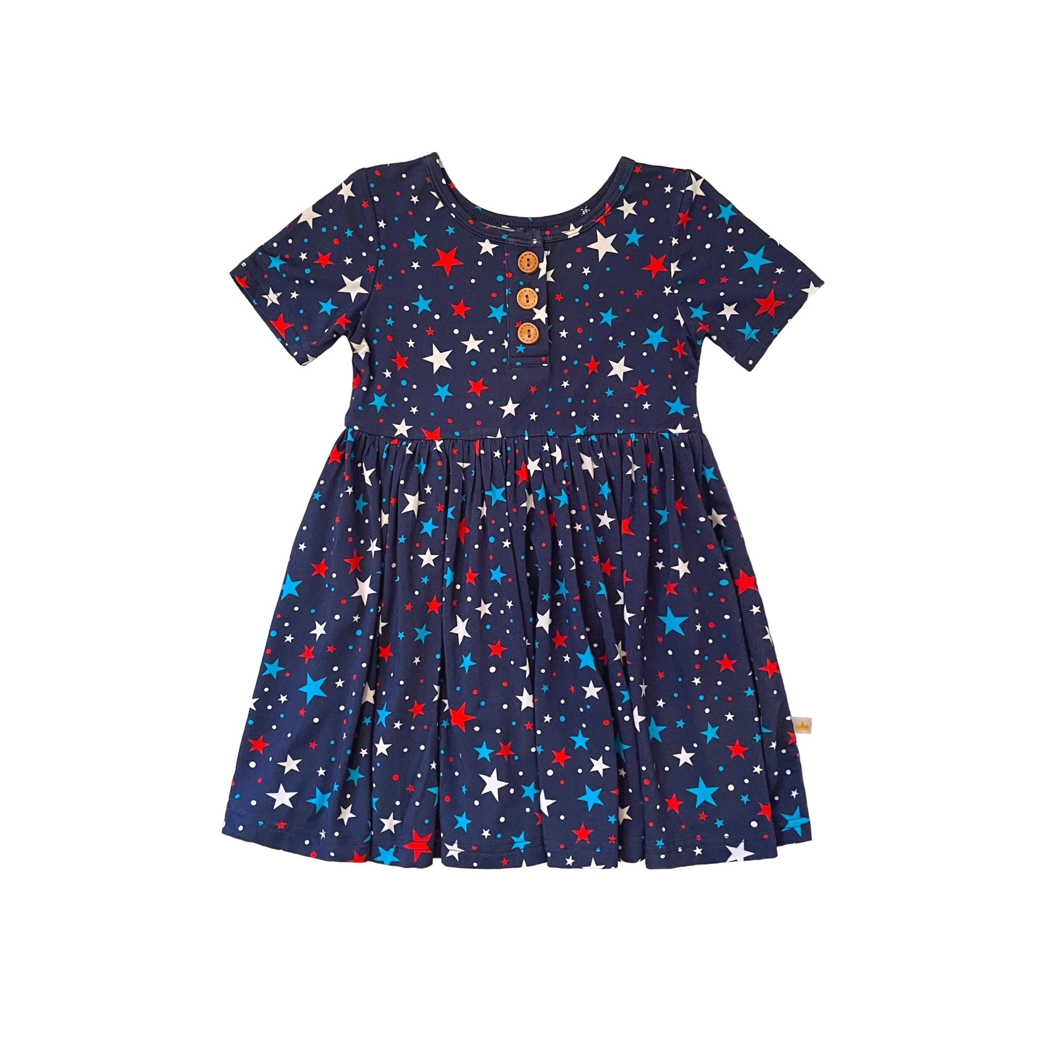 Independence Day July 4th Star Patriotic Memorial Girls Dress