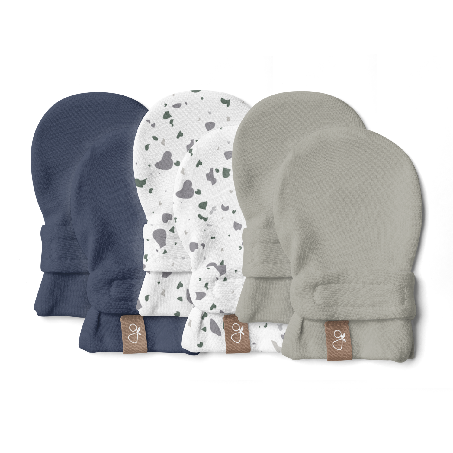 Stay On 3-pack Mitts | Indigo + Terrazzo + Moss