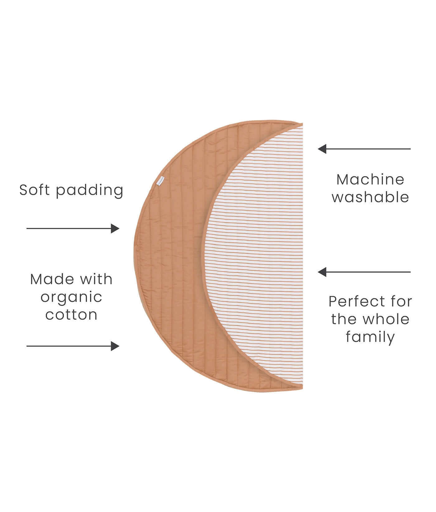 Quilted Cotton Reversible Playmats | Stripes - Camel