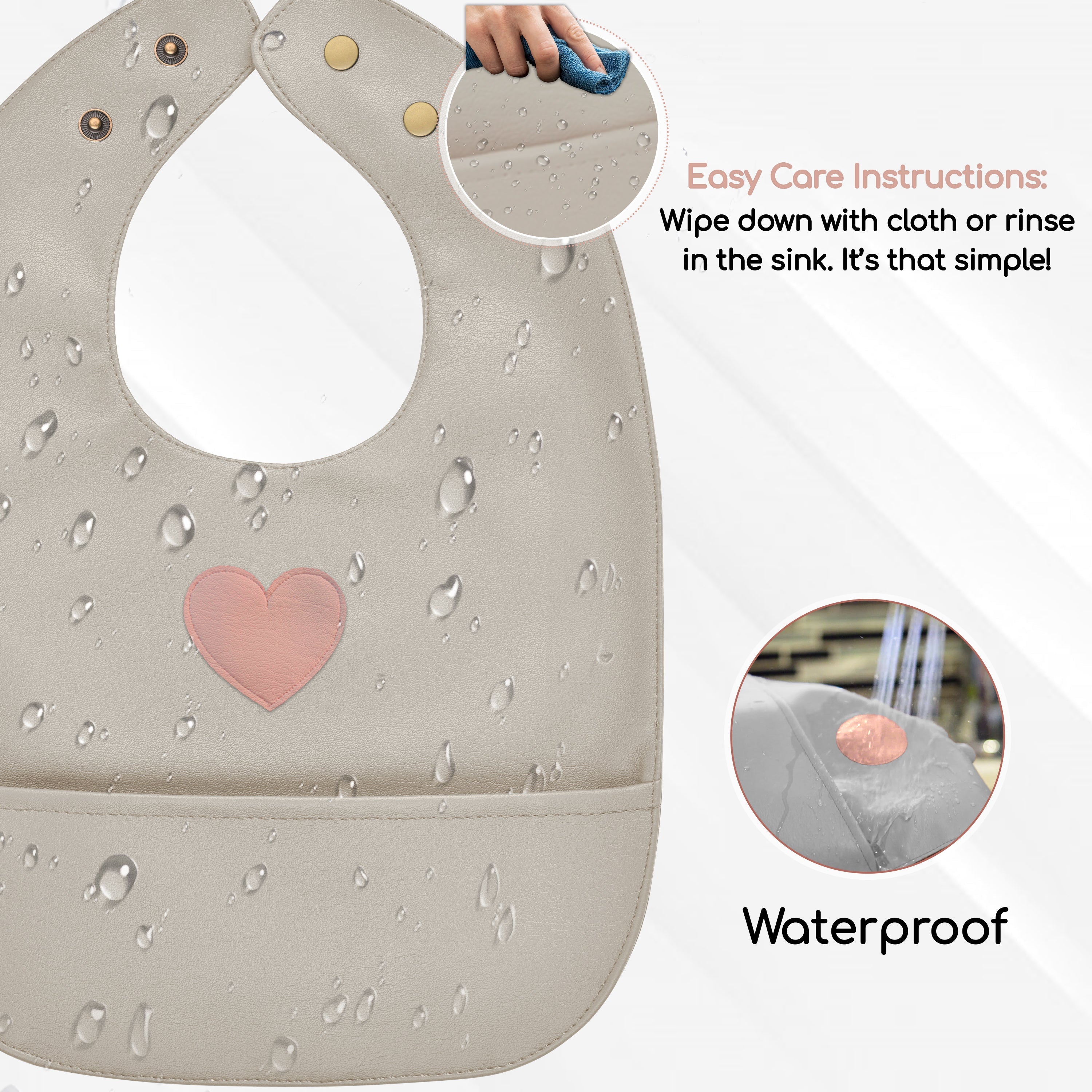 Trendsetter- Set Of Soft Vegan Leather Easy Clean Bibs 12-24 Months By Bleu La La