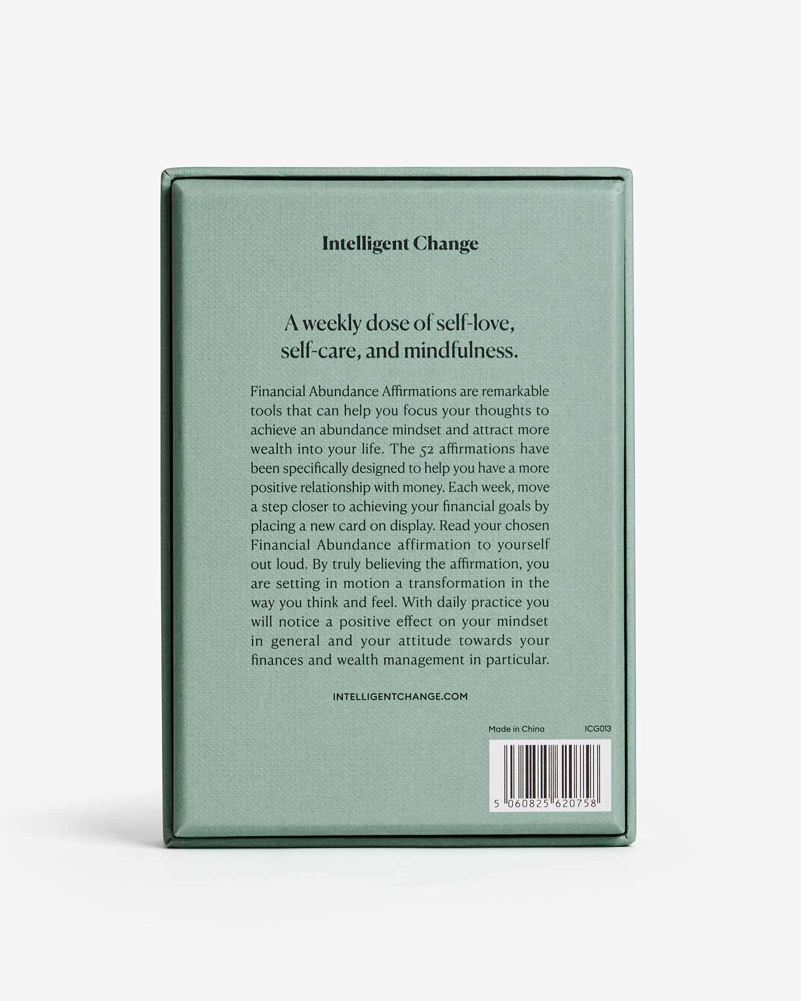 Mindful Affirmations for Financial Abundance by Intelligent Change. Based on positive psychology. 52 weekly affirmation cards to boost love and self-love.