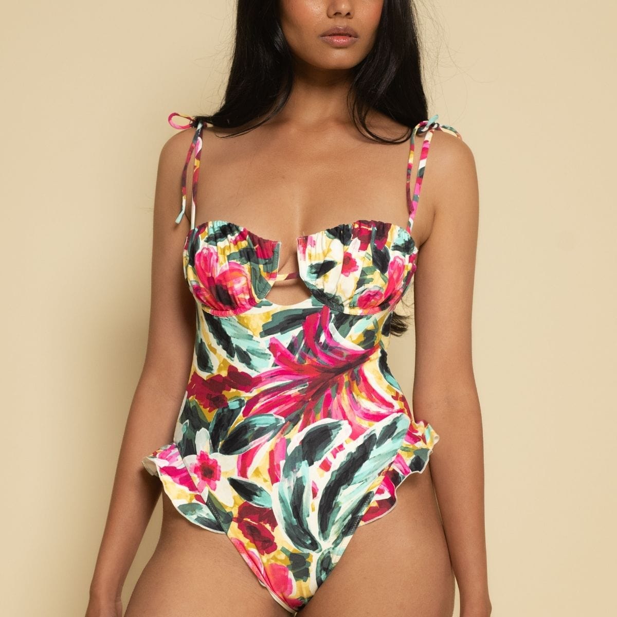 Isla Floral Petal Ruffle One-piece