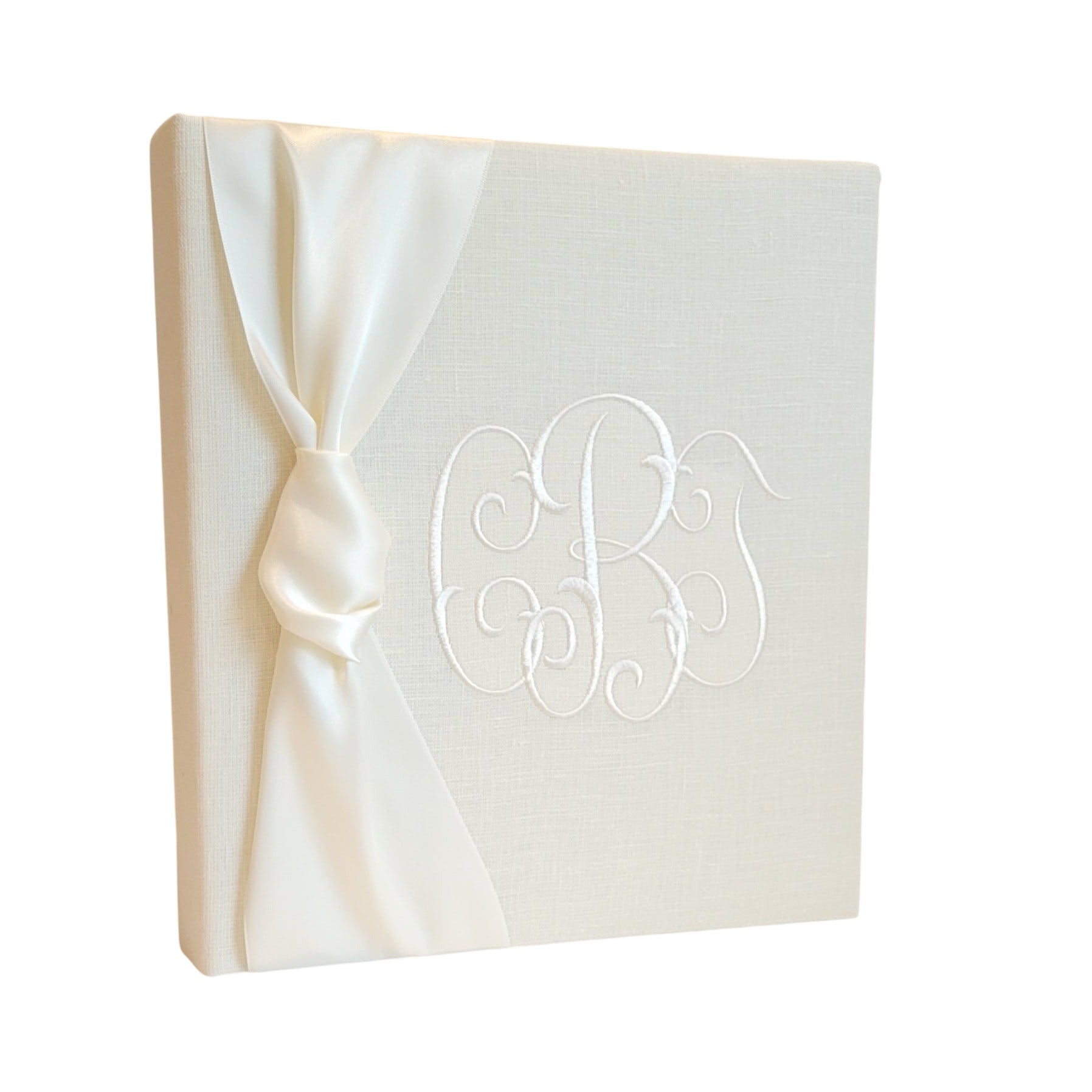Baby Memory Book - Ivory Linen (w/ Satin Bow)
