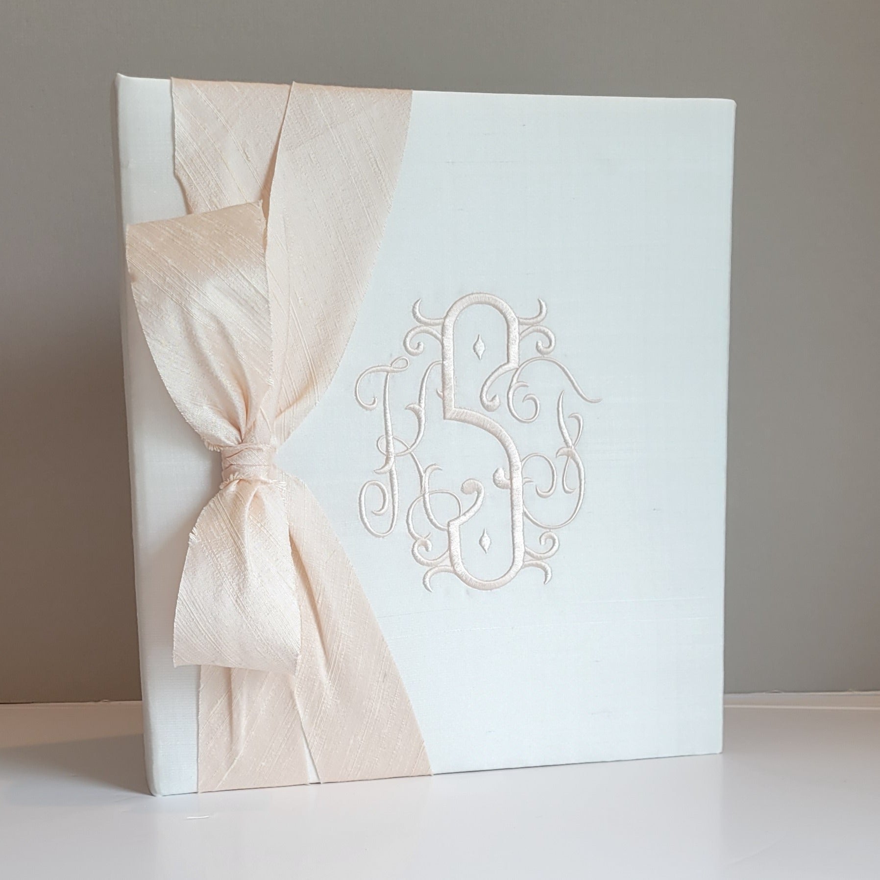 Baby Memory Book - Ivory Silk (w/ Silk Bow)