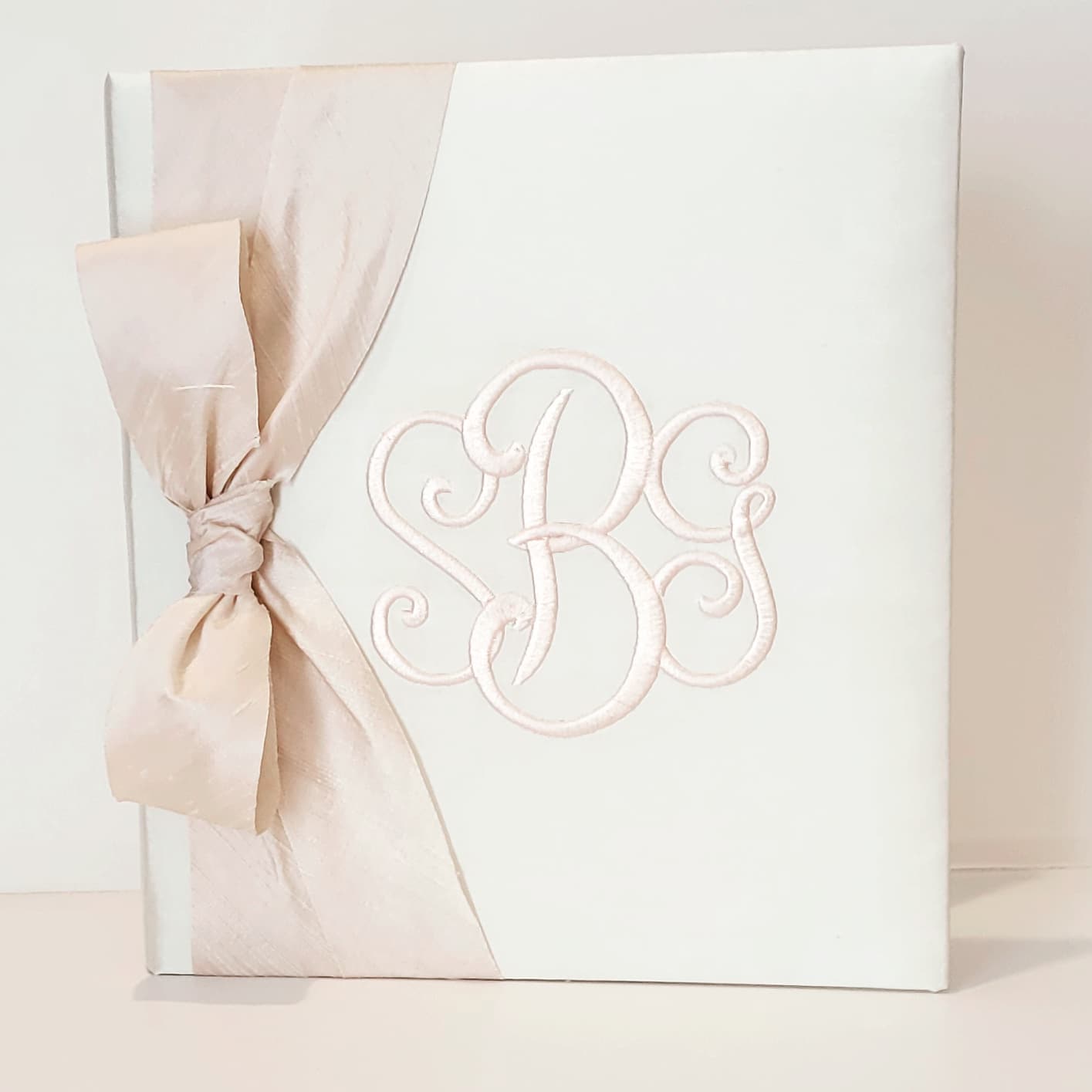 Baby Memory Book - Ivory Silk (w/ Silk Bow)