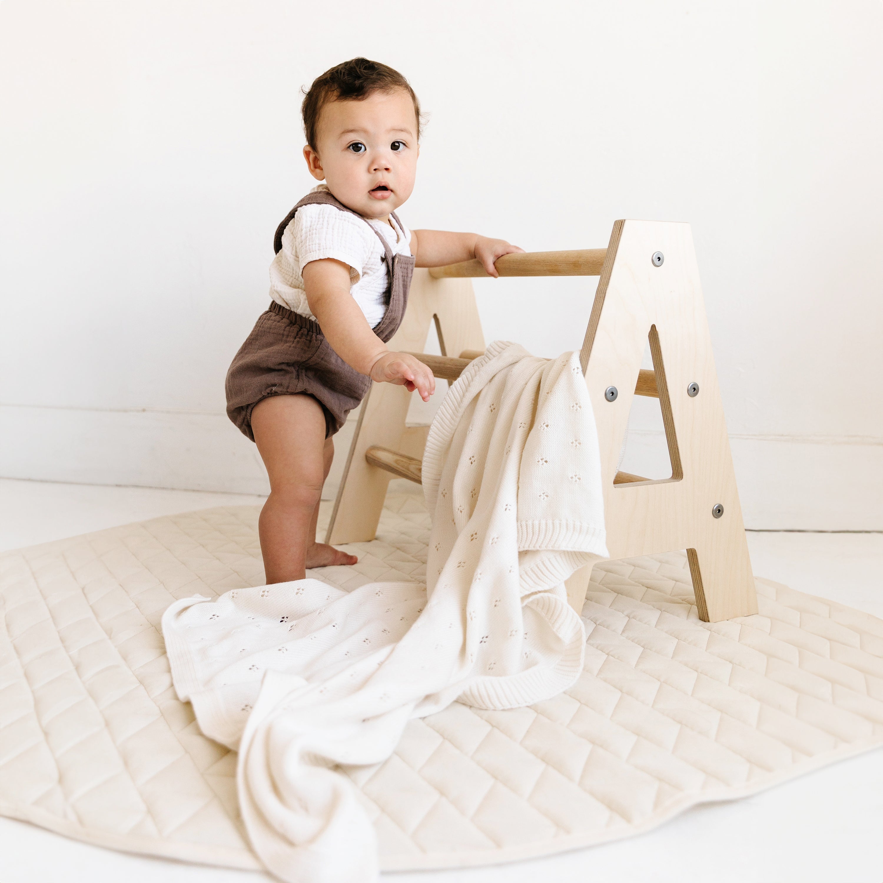 Organic Cotton Pointelle Baby Knit Blanket - Ivory