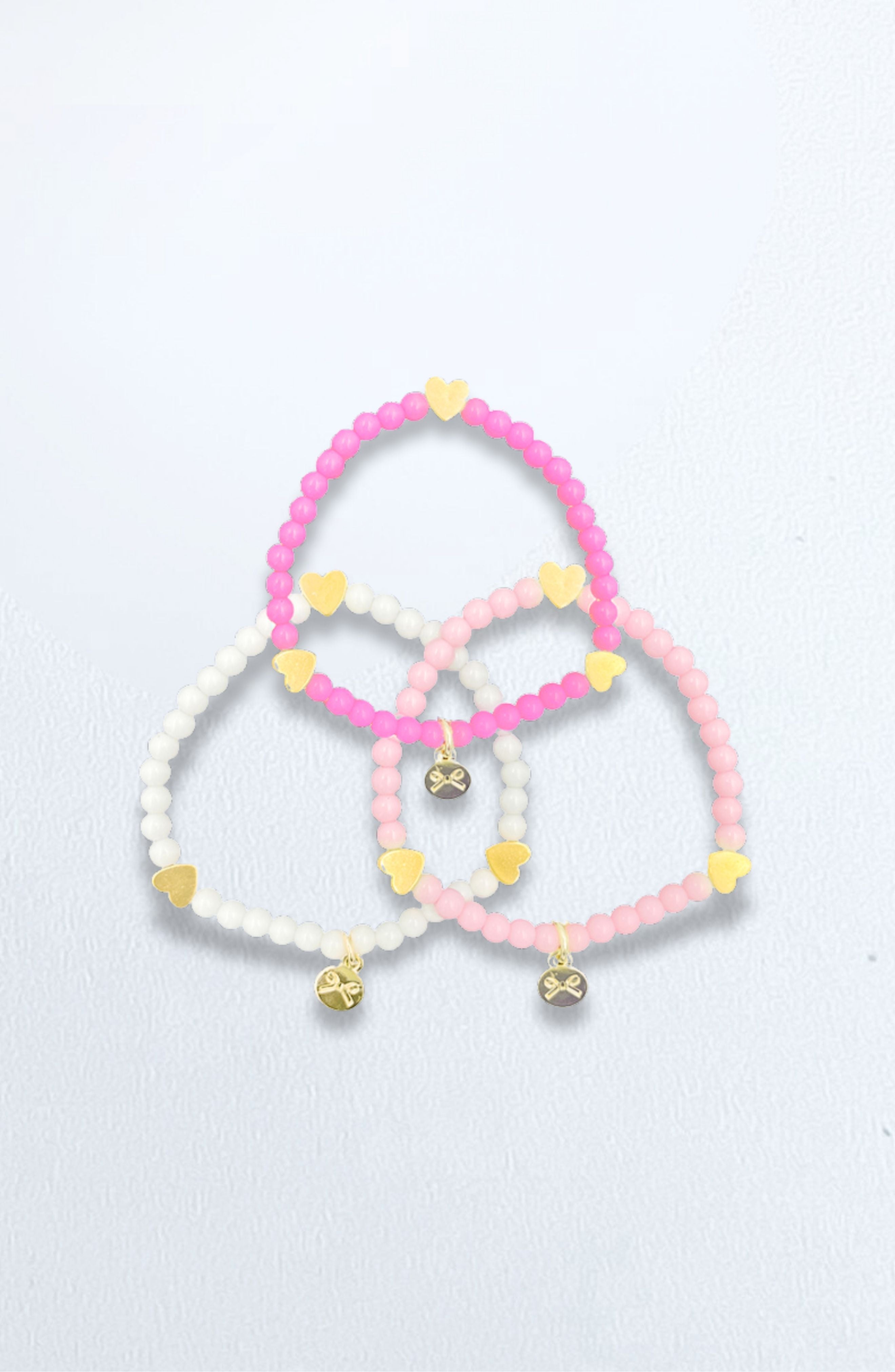 Pink Hearts Bracelet Set