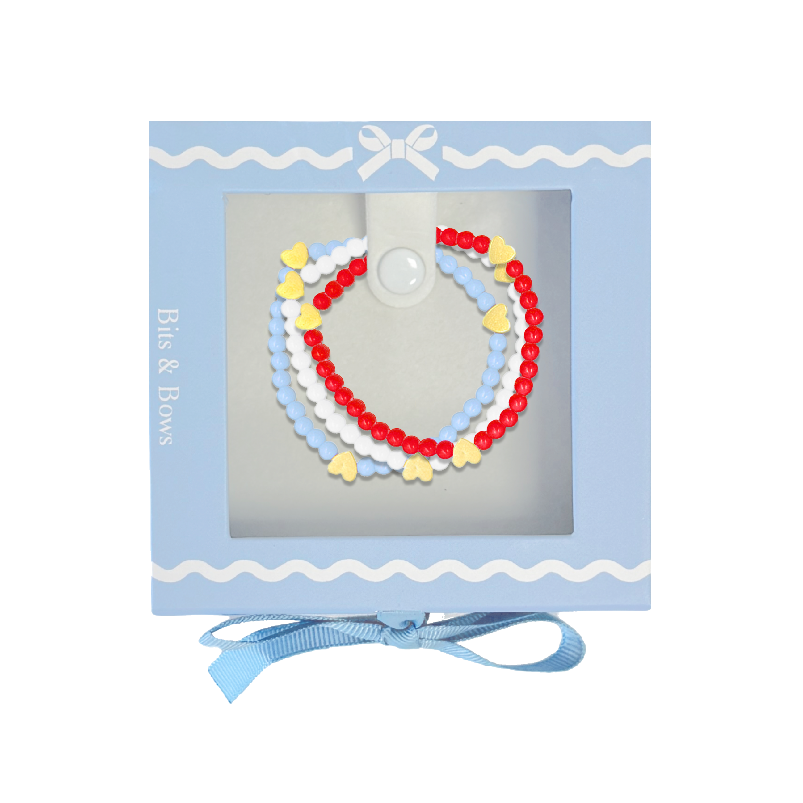Red, White & Blue Hearts Bracelet Gift Set