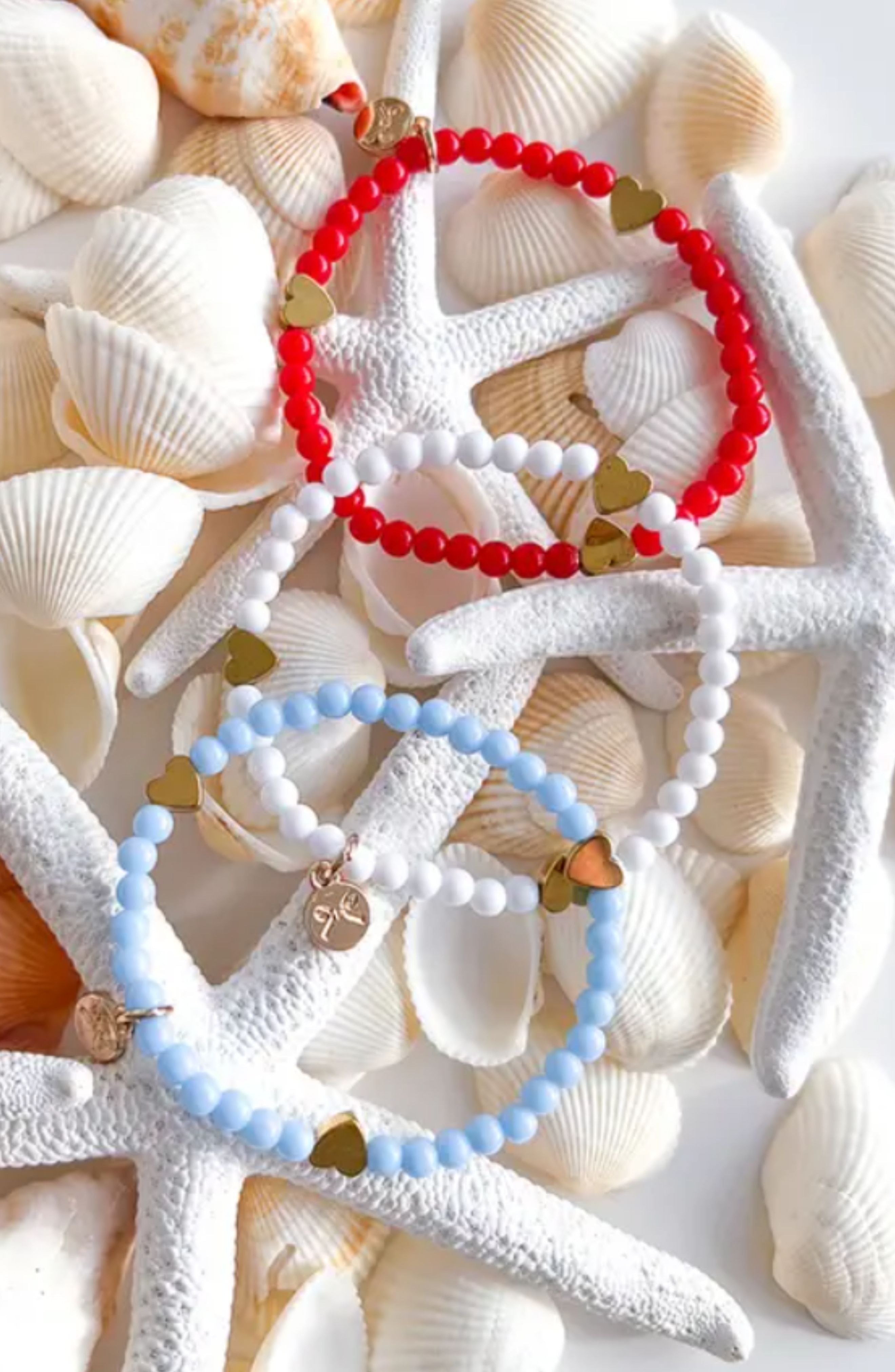 Hearts Bracelet Set In Red/white/blue (girls)