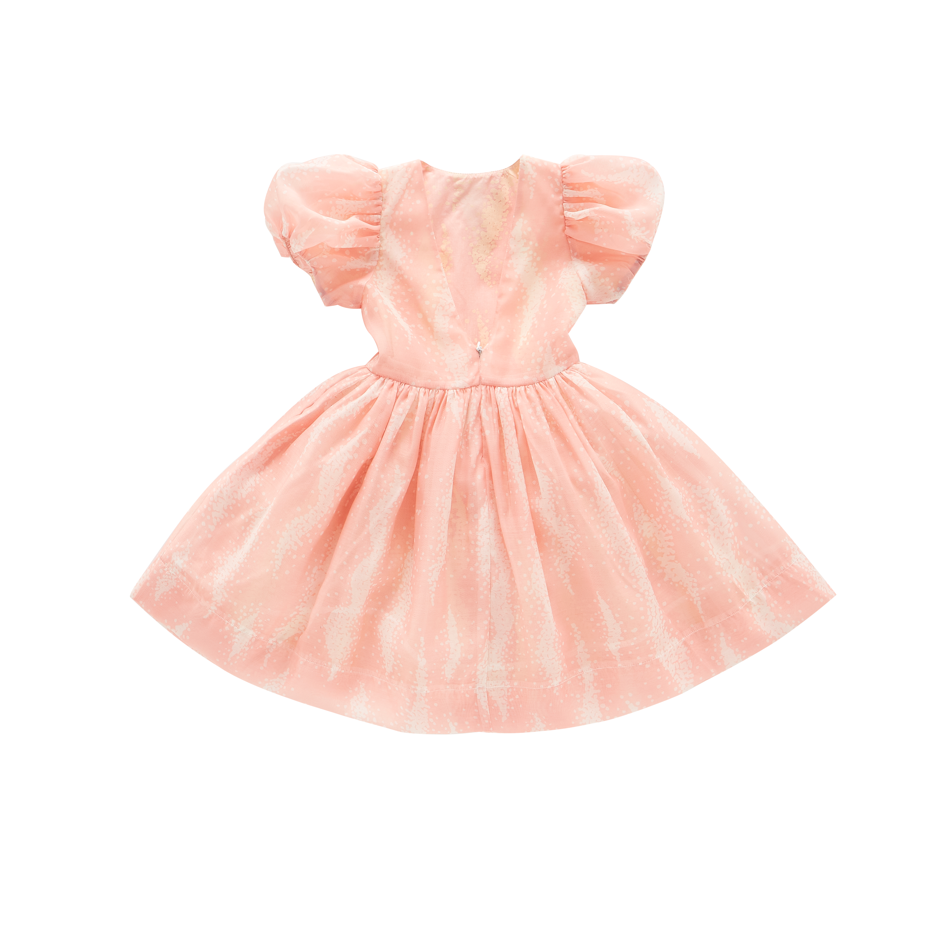 Fit & Flare Dress With Puff Sleeves | Pink