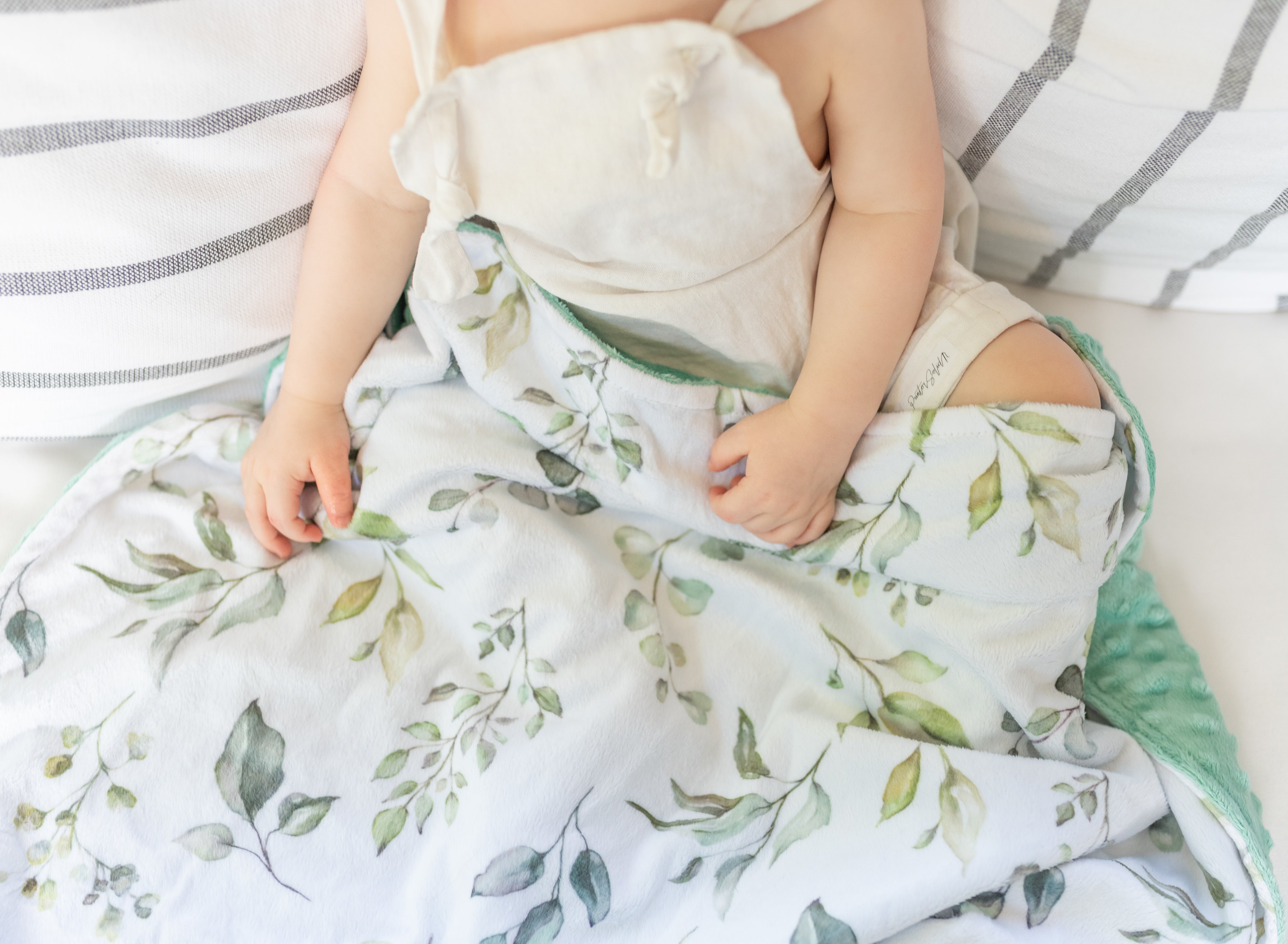 Premium Baby & Toddler Minky Blanket - Eucalyptus Greenery