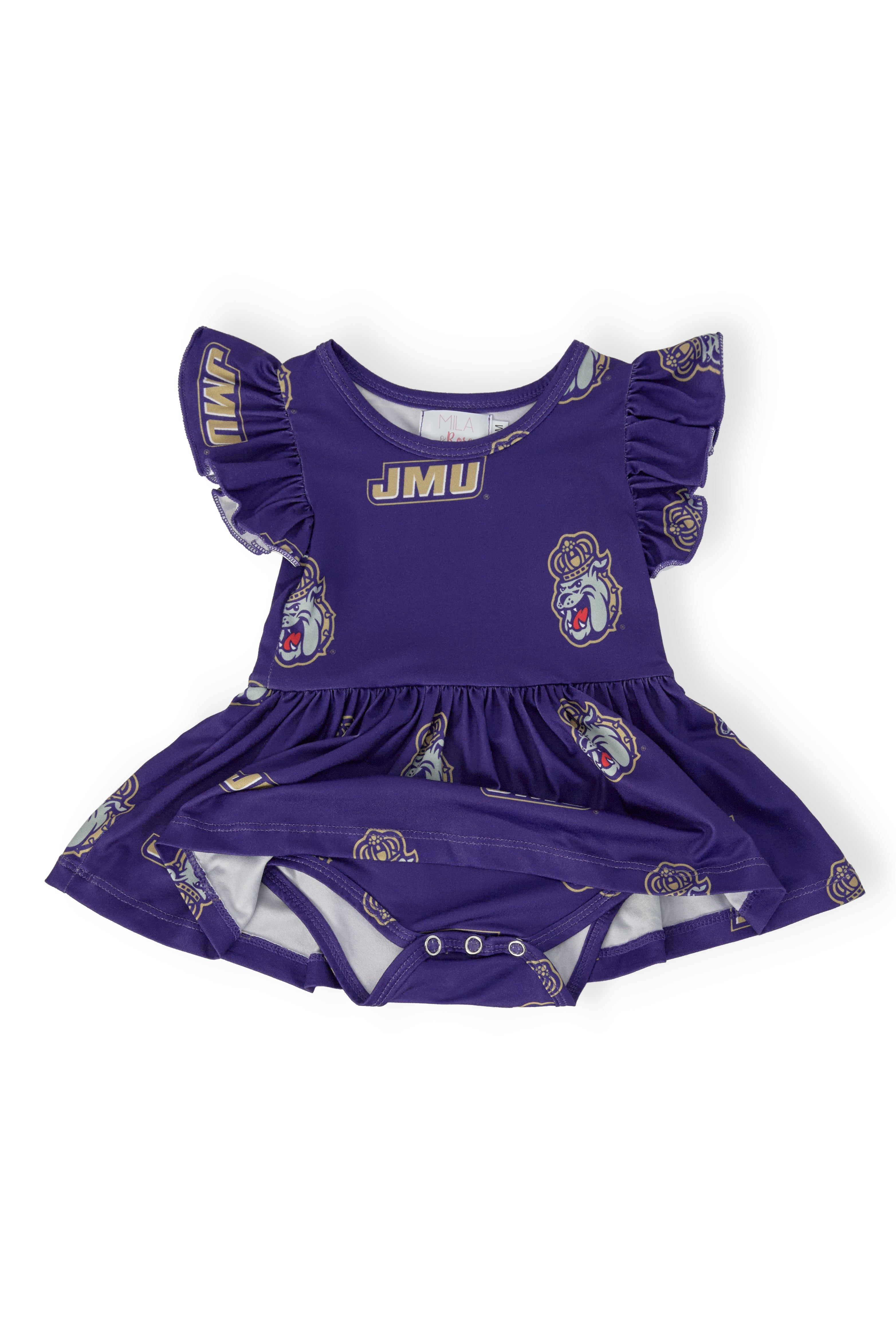 Jmu Purple Duke Dog Flutter Twirl Bodysuit