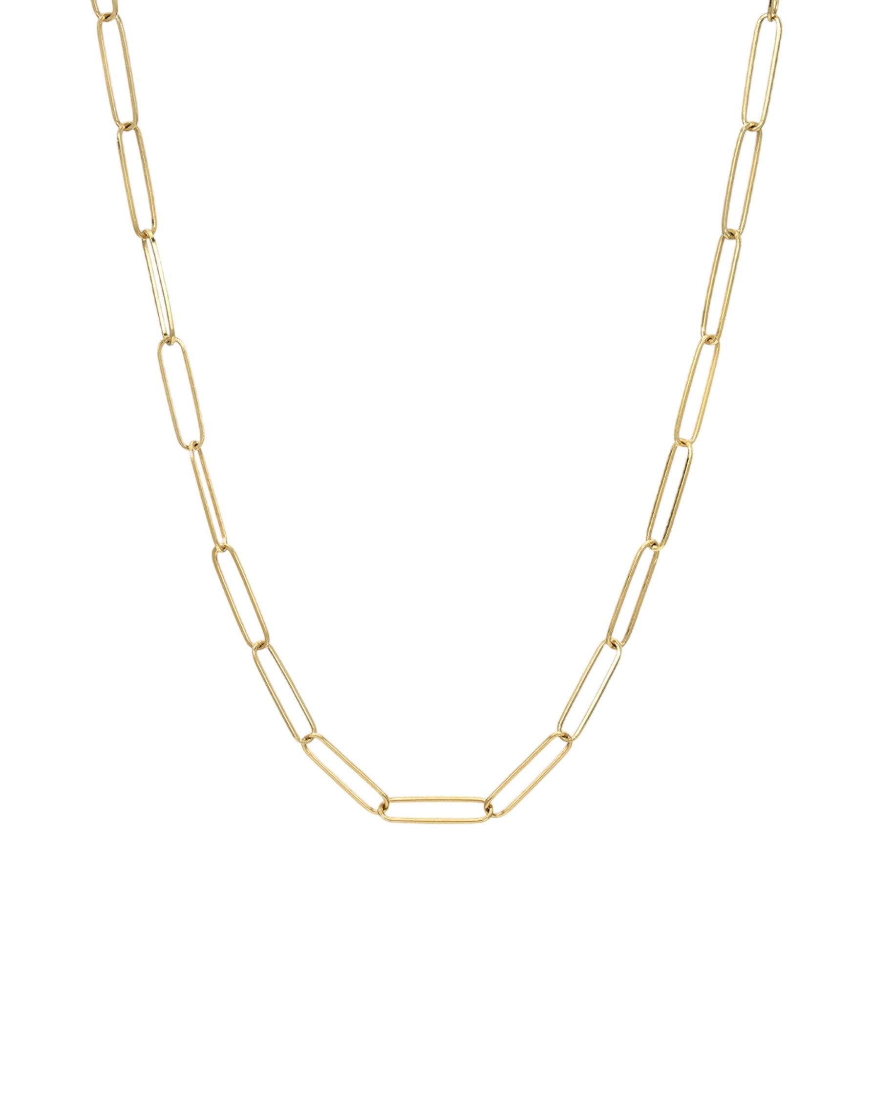 14k Gold Paper Clip Chain Necklace