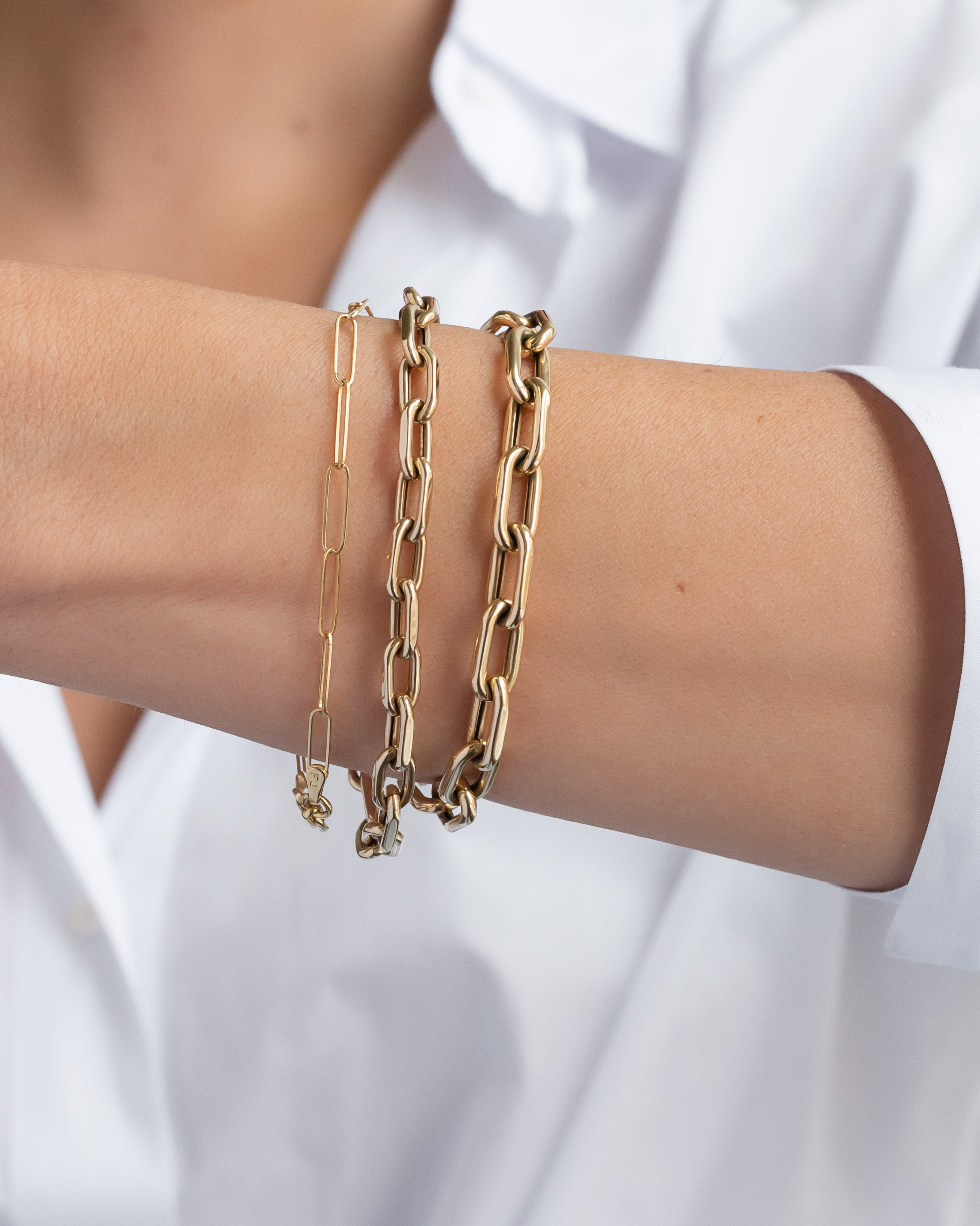 14k Gold Paper Clip Chain Bracelet