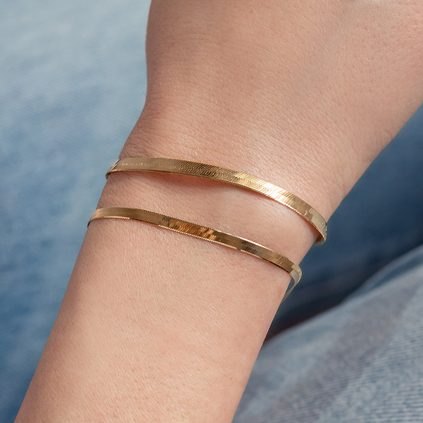 14k Gold Herringbone Bracelet