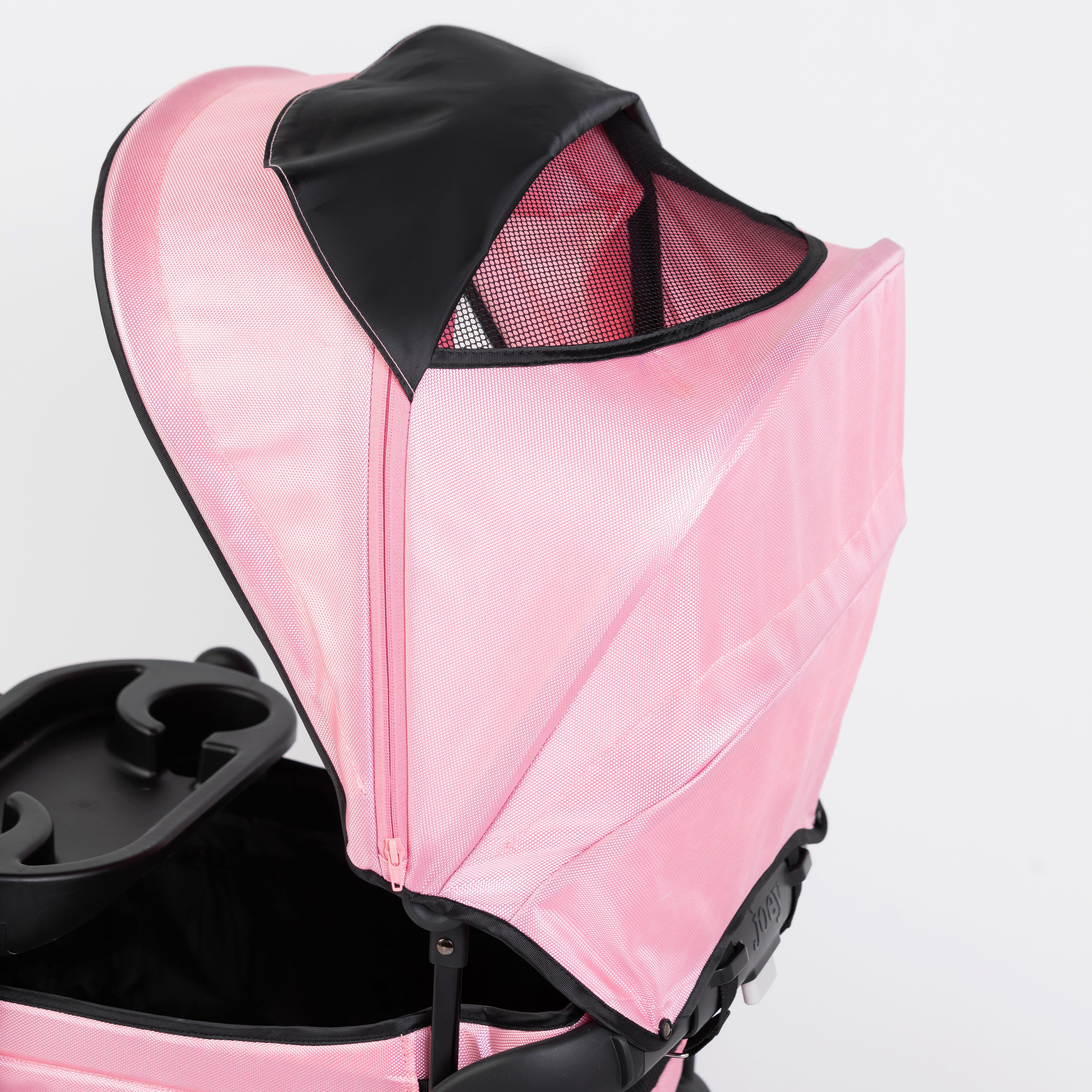 Oversized Uv 50+ Retractable Canopy - Cotton Candy Pink