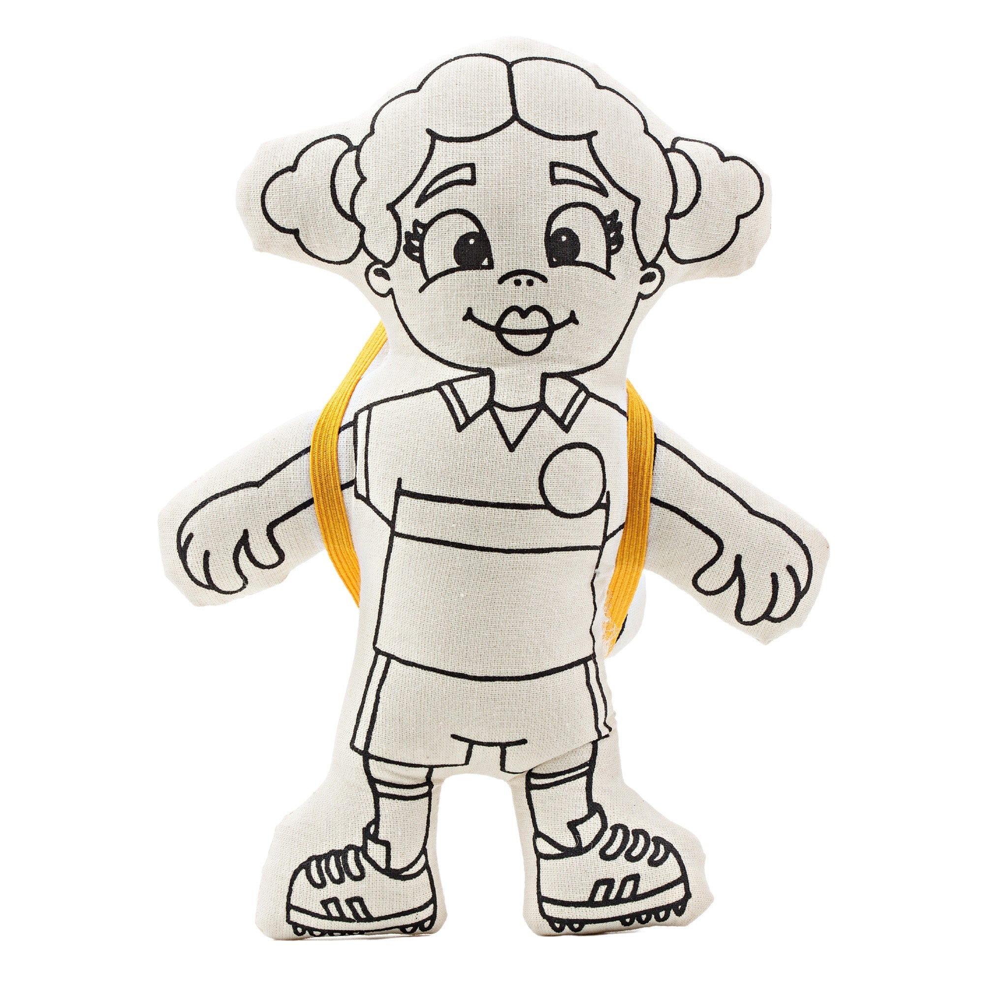 Soccer Series: Soccer Girl With Pigtails Doll - Colorable And Washable For Creative Play