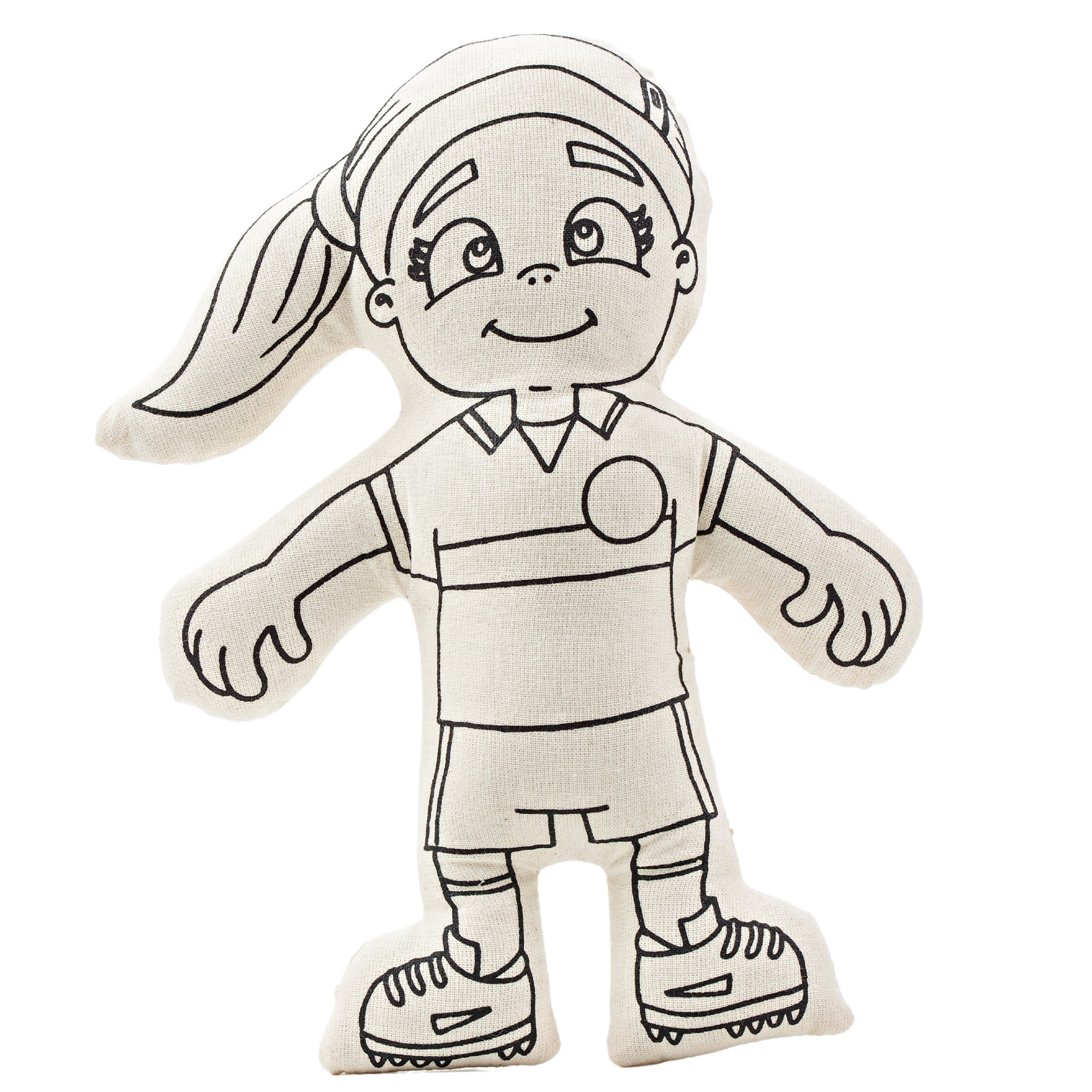 Soccer Series: Soccer Girl With Ponytail Doll - Colorable And Washable For Creative Play