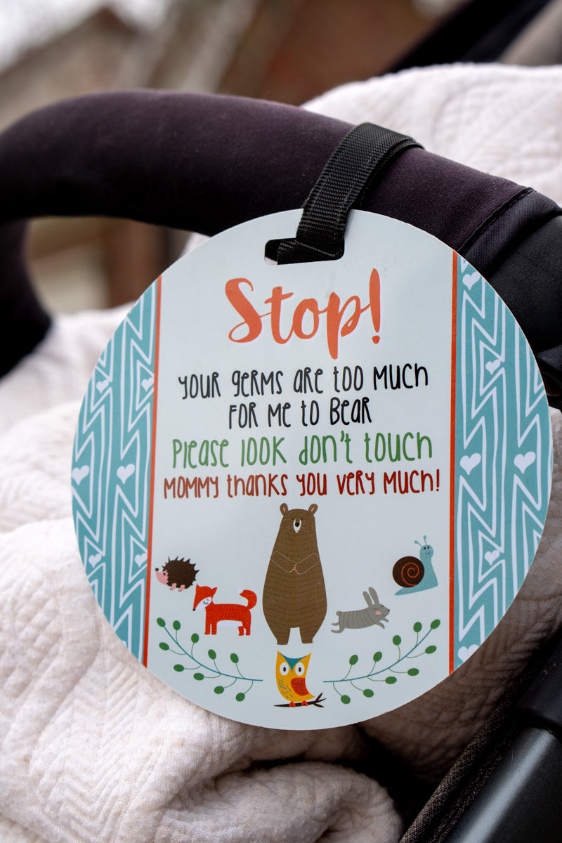 Woodlands No Touching My Newborn Car Seat Sign Tag