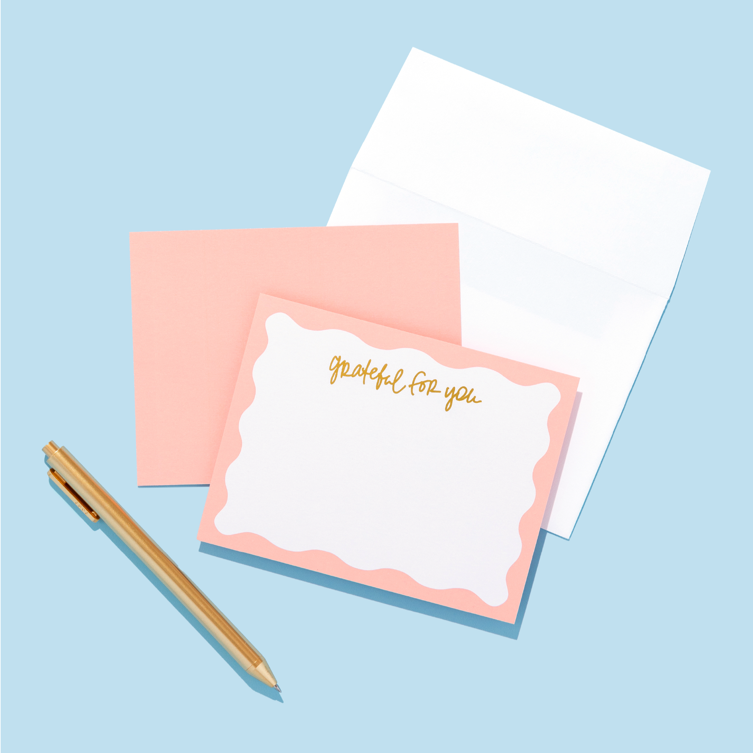 "grateful For You" Gold Foil Notecards