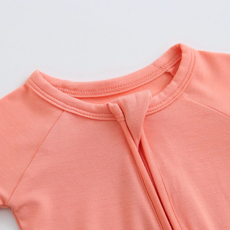Joyful Coral Zippered Baby Romper