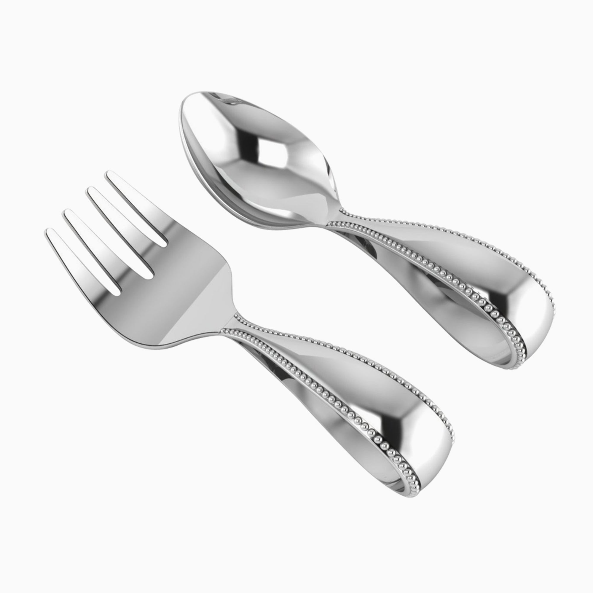 Beaded Loop Sterling Silver Baby Spoon & Fork Set By Krysaliis