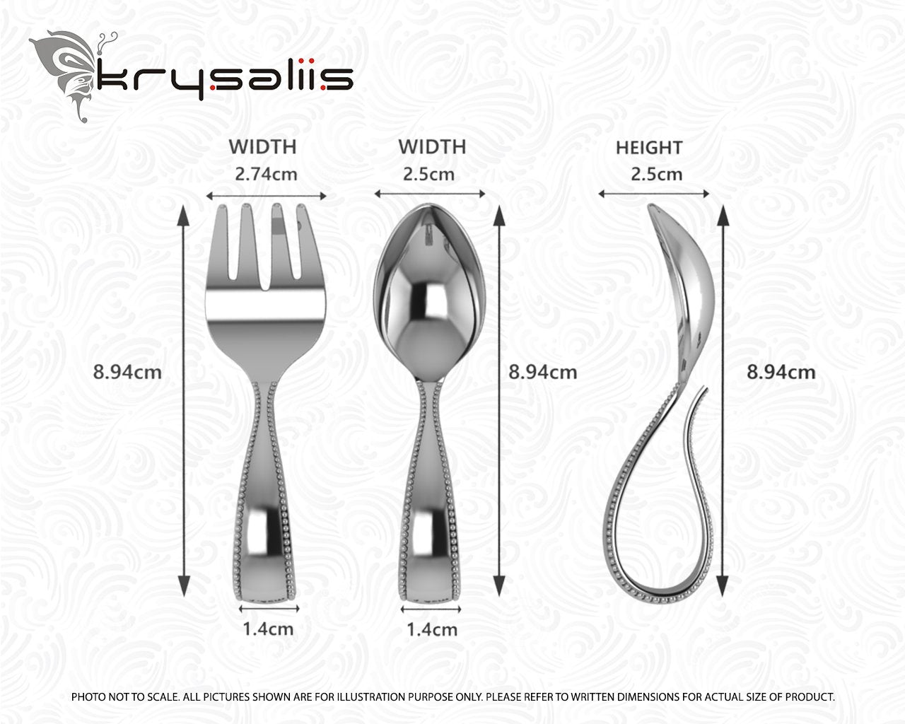 Beaded Loop Sterling Silver Baby Spoon & Fork Set By Krysaliis