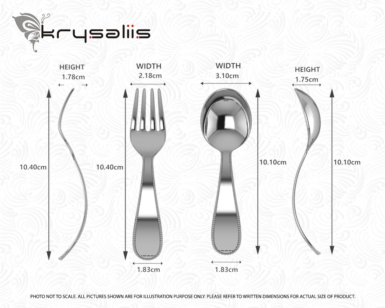 Beaded Sterling Silver Baby Spoon & Fork Set By Krysaliis