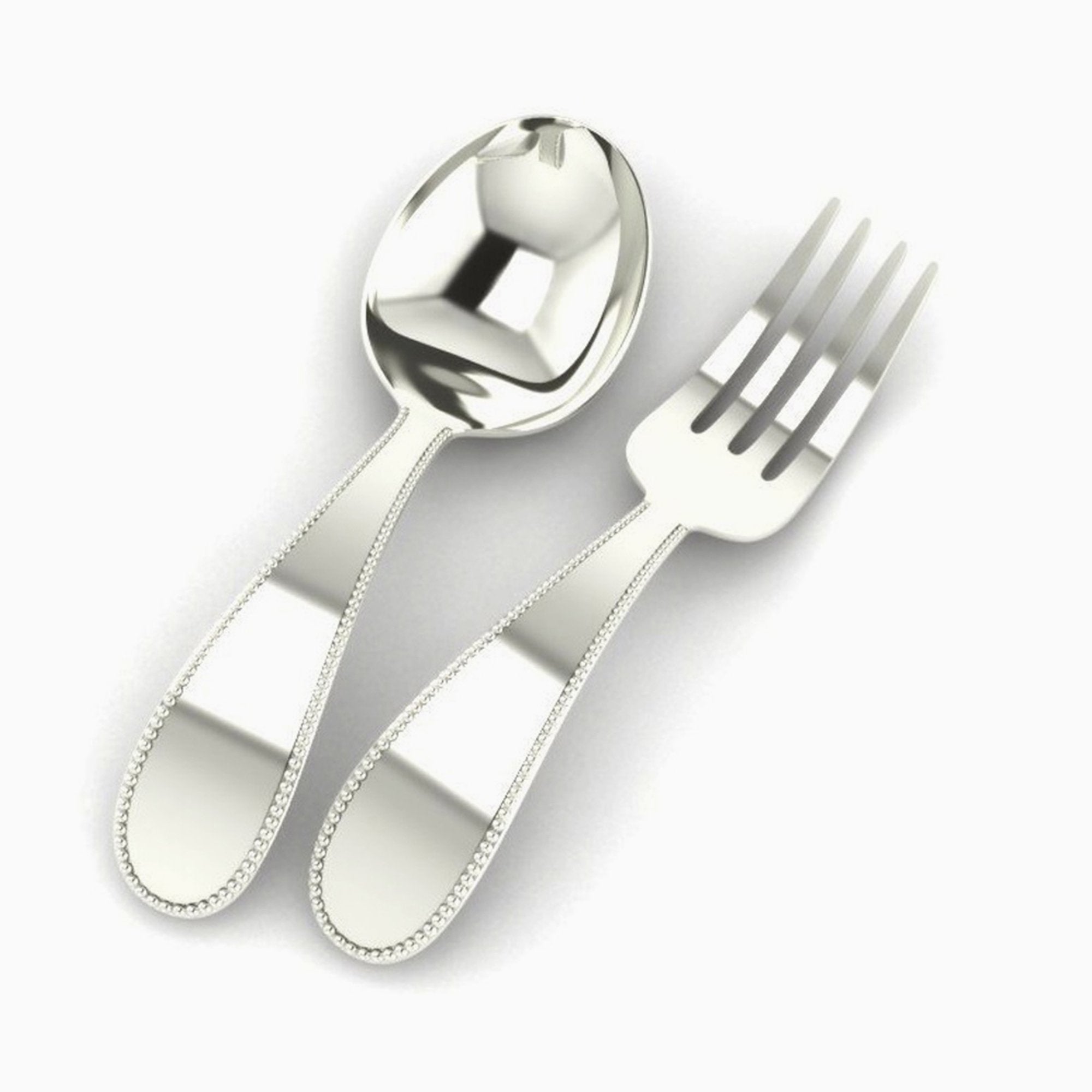 Beaded Sterling Silver Baby Spoon & Fork Set By Krysaliis