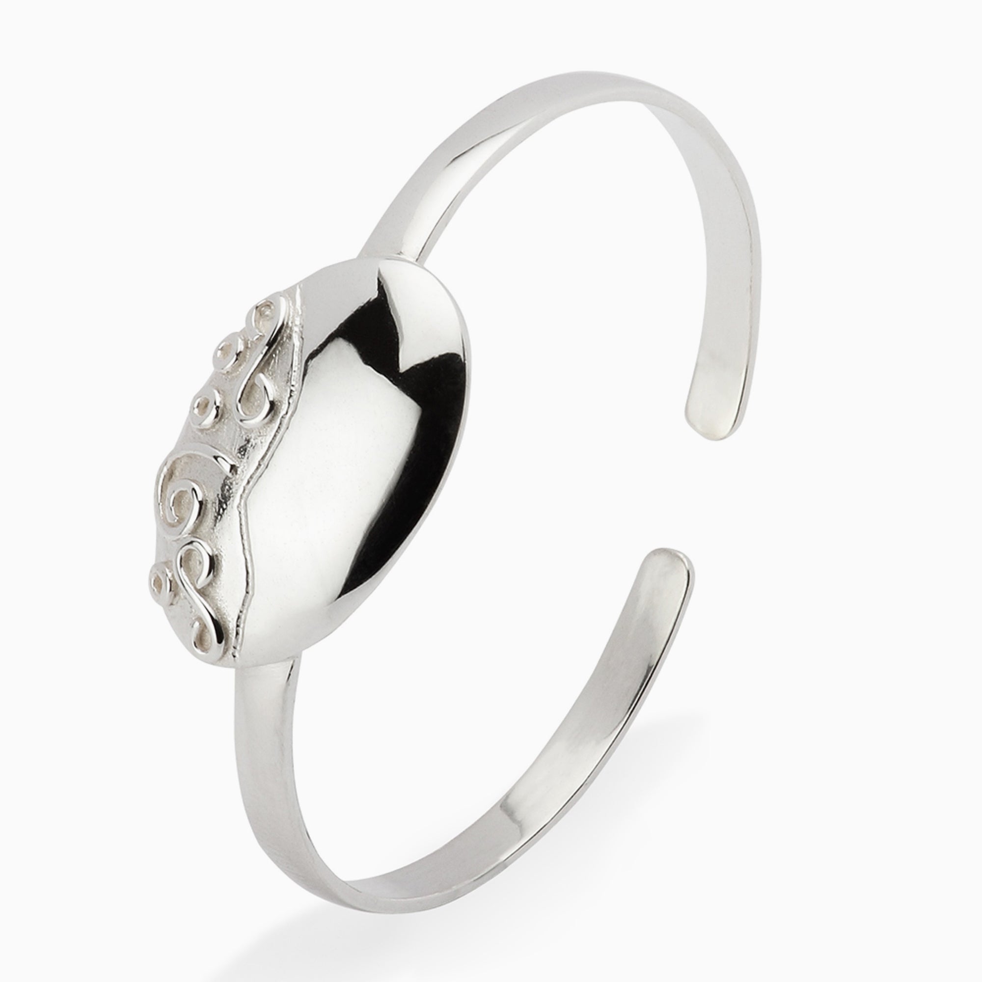 Sterling Silver Baby Floral Id Bracelet Bangle By Krysaliis