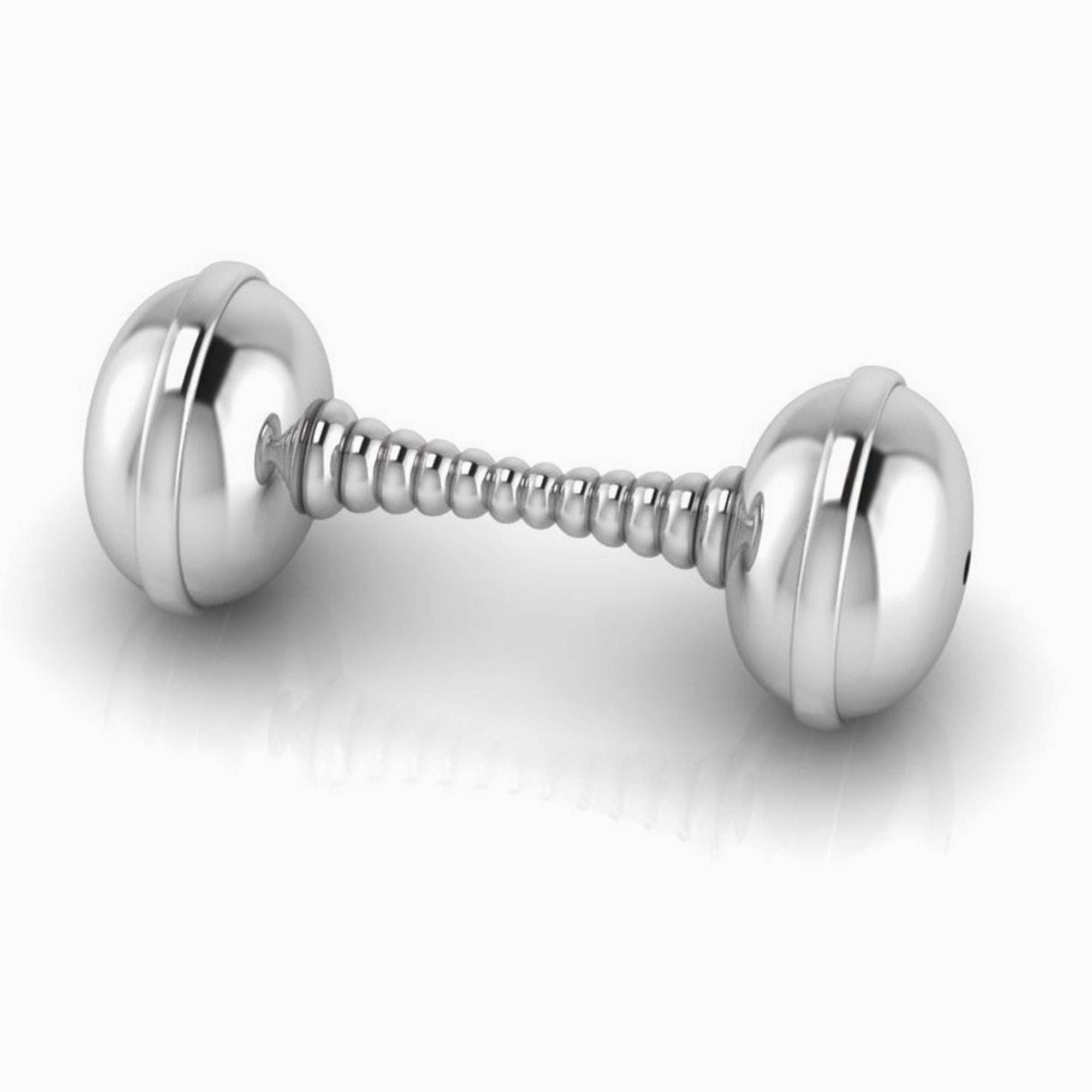 Krysaliis Silver Plated Dumbbell Baby Rattle - Spiral Handle