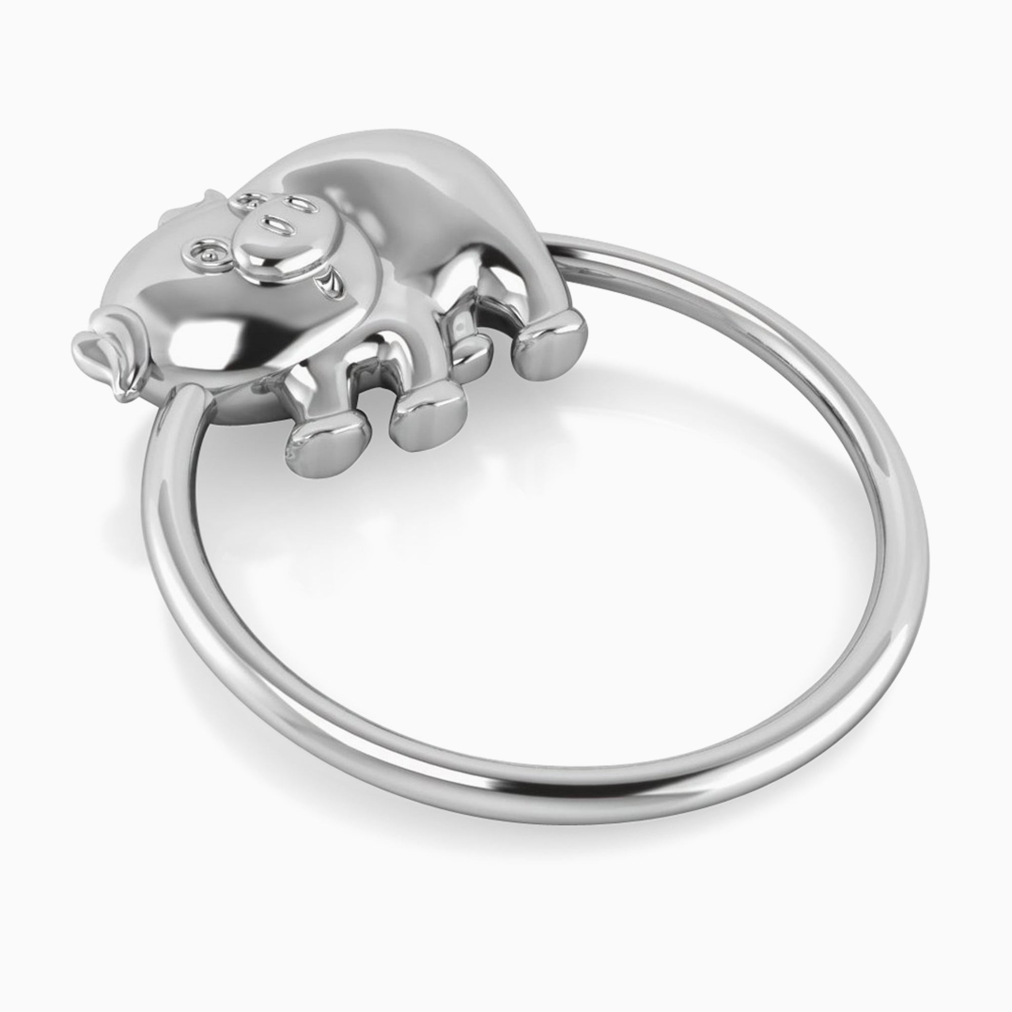 Krysaliis Silver Plated Baby Rattle - Piggy