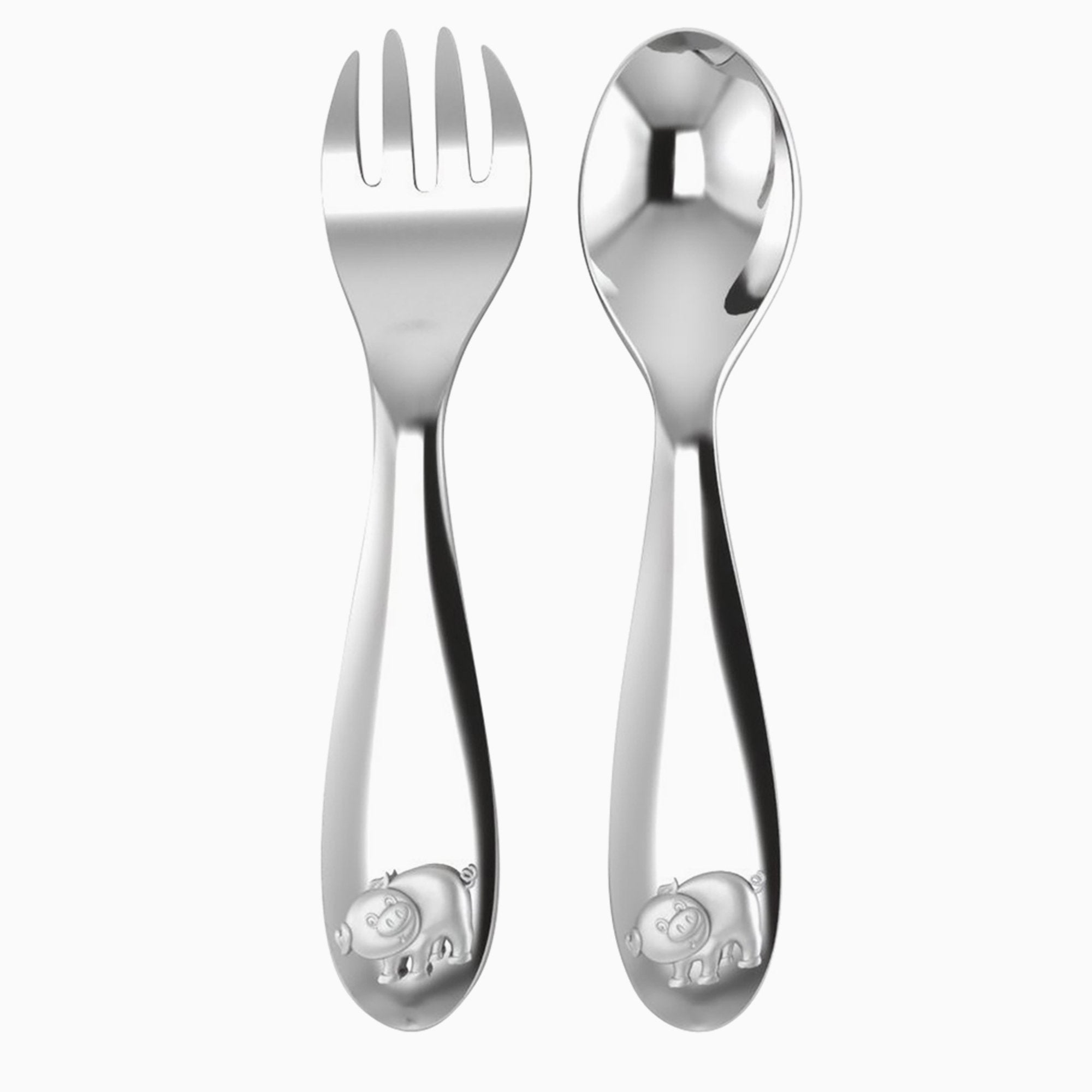 Piggy Silver Plated Baby Spoon And Fork Set By Krysaliis