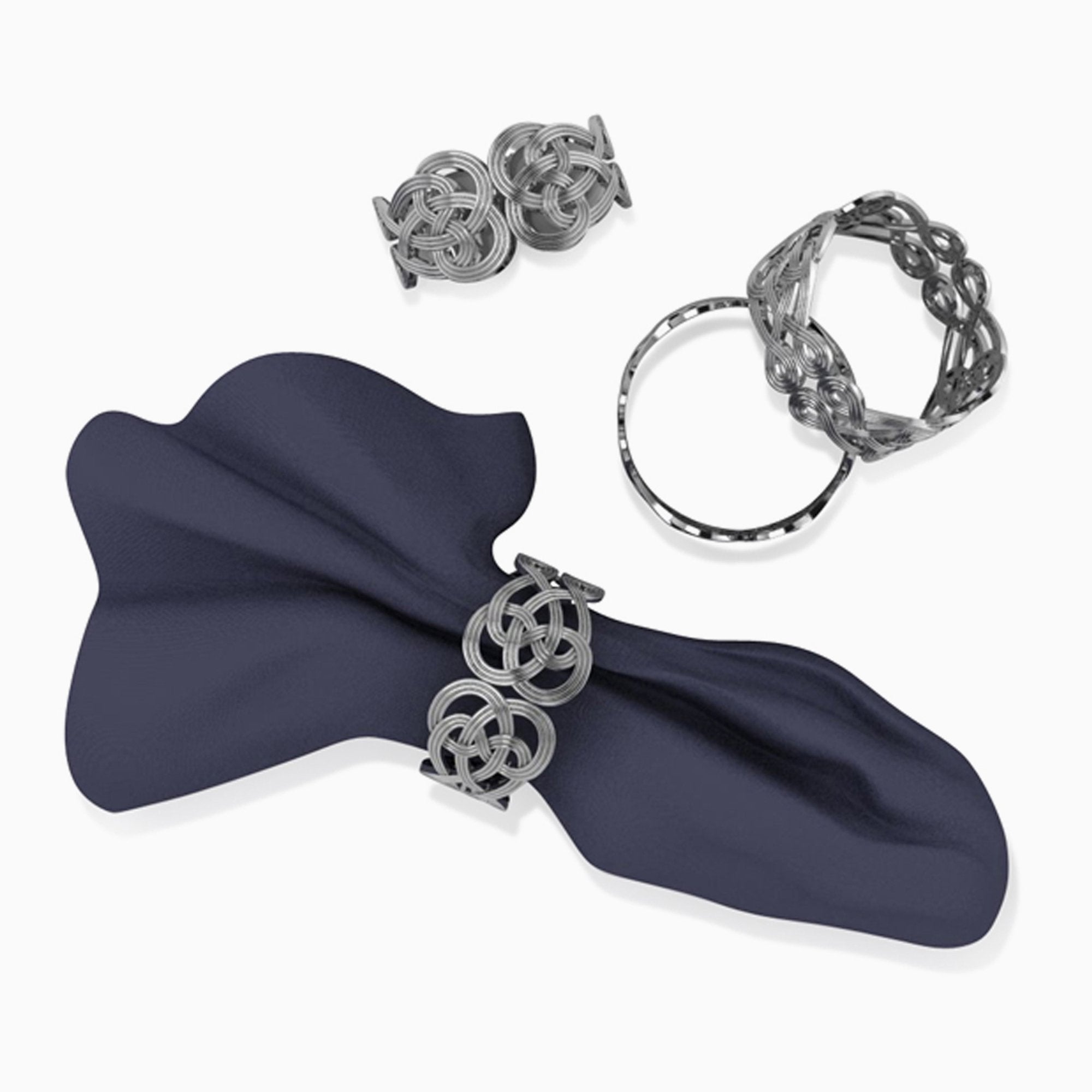 Le Nouveau Silver-plate Napkin Rings By Krysaliis - Set Of 4