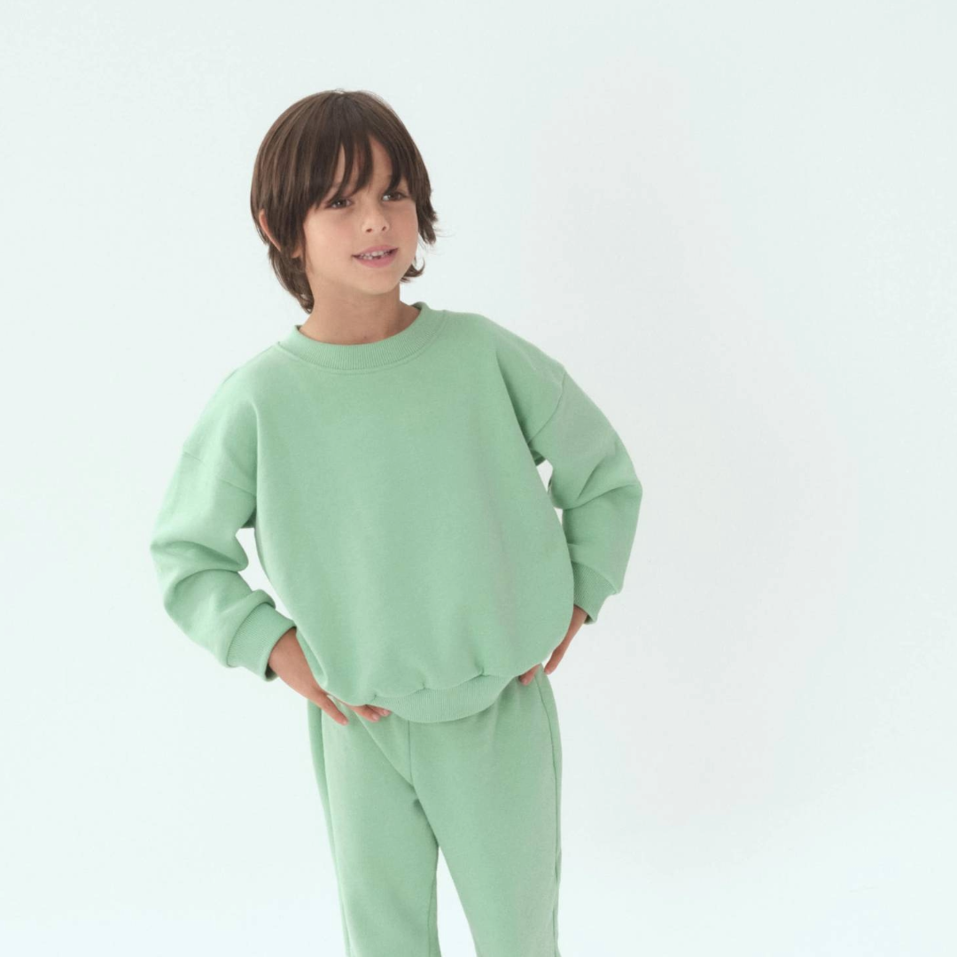 Solid Kids Sweatshirt In Grass Green