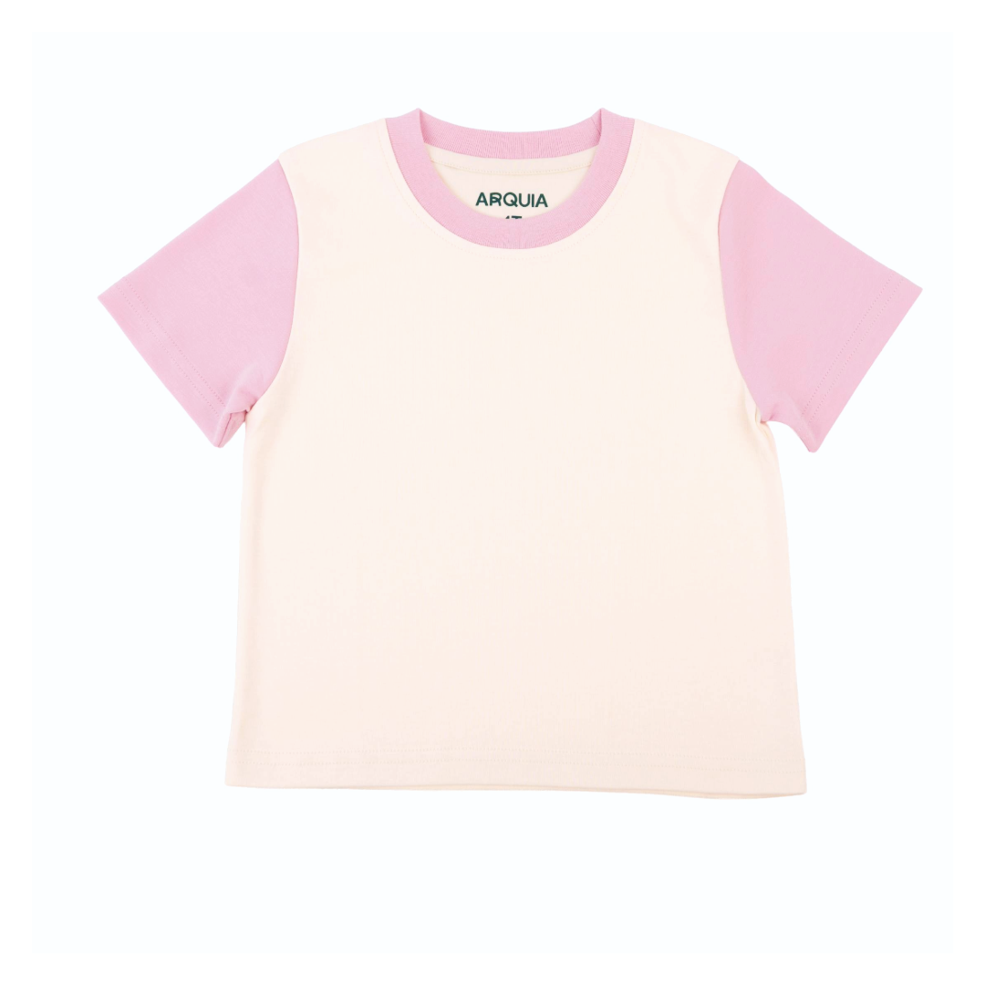 Kids Colorblock Tee White With Pink