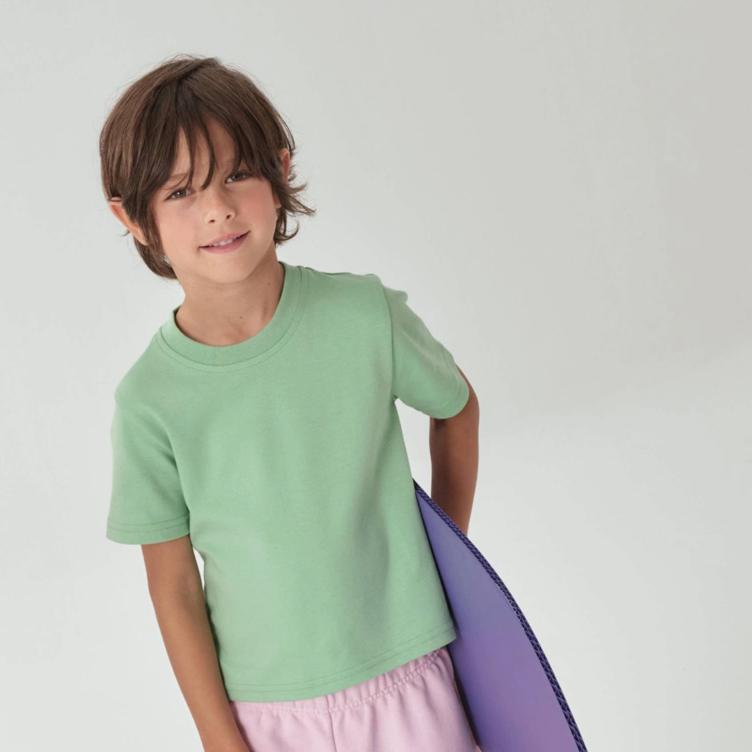 Kids Solid Tee In Grass Green