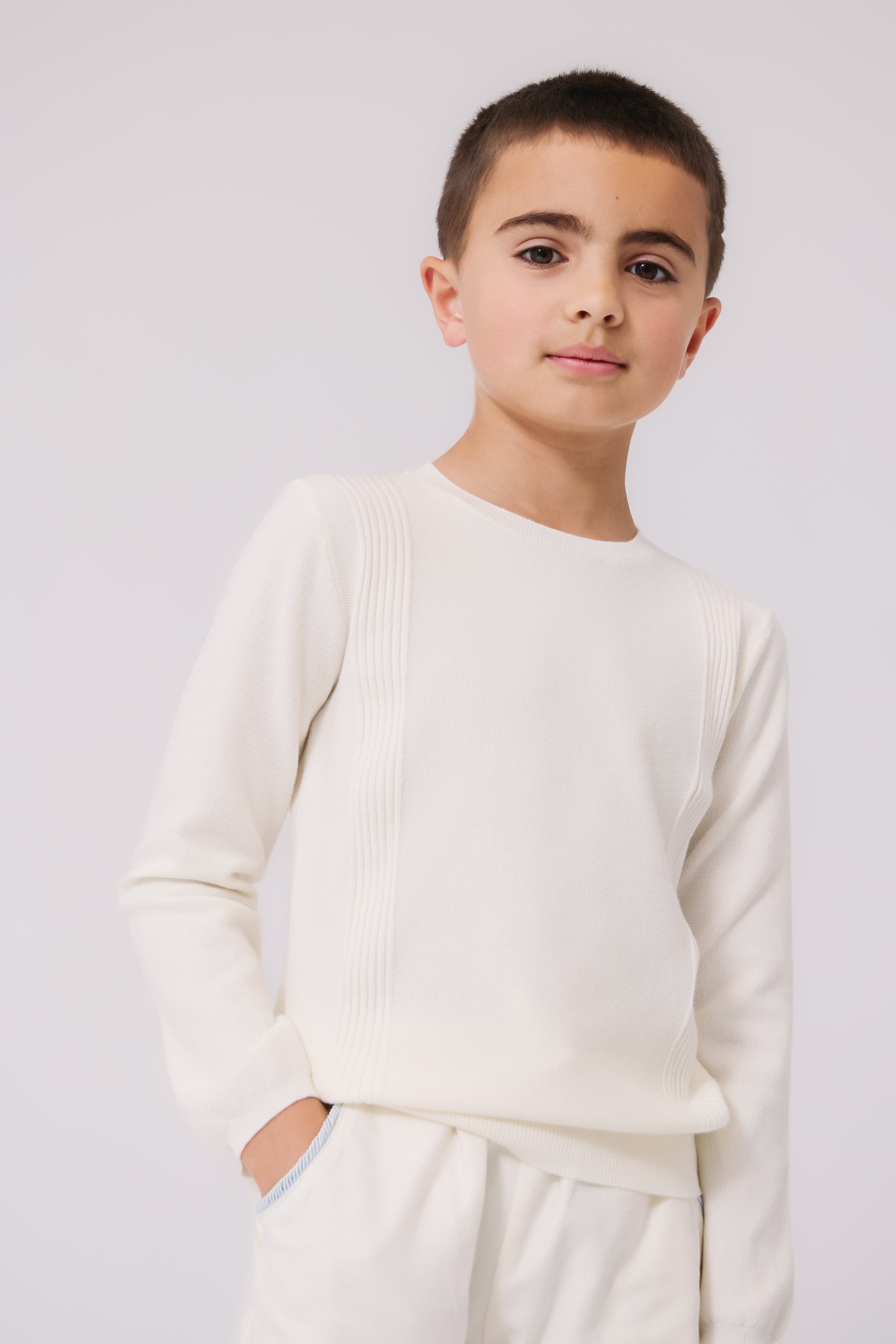 Todd Knit Long Sleeve Sweater - White