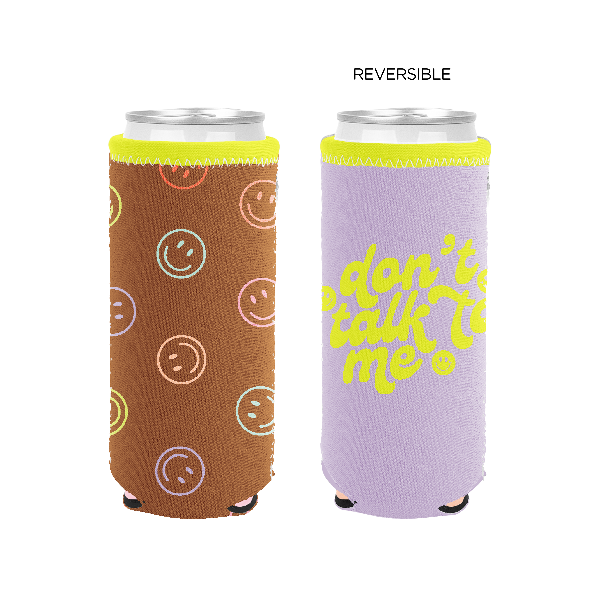 Smiley Reversible Slim Can Holders