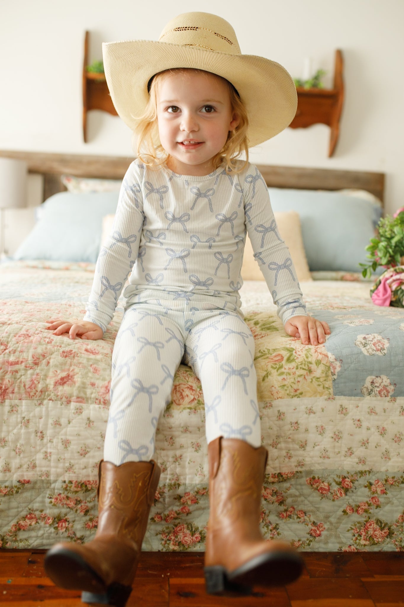 Blue Belle 2pc Ribbed Bamboo Pajamas