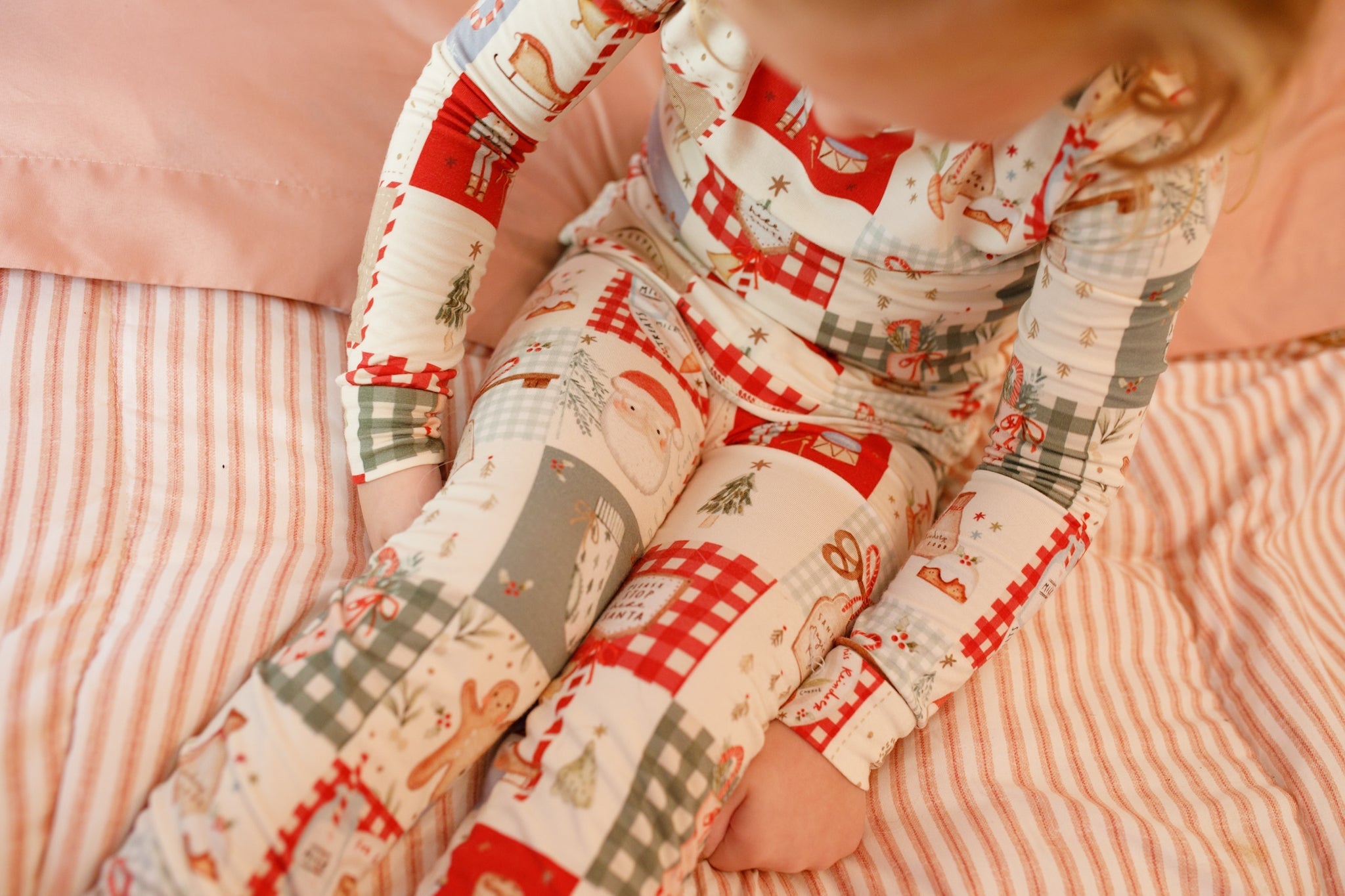 Christmas Patchwork Bamboo Christmas Pajamas - 2pc Set