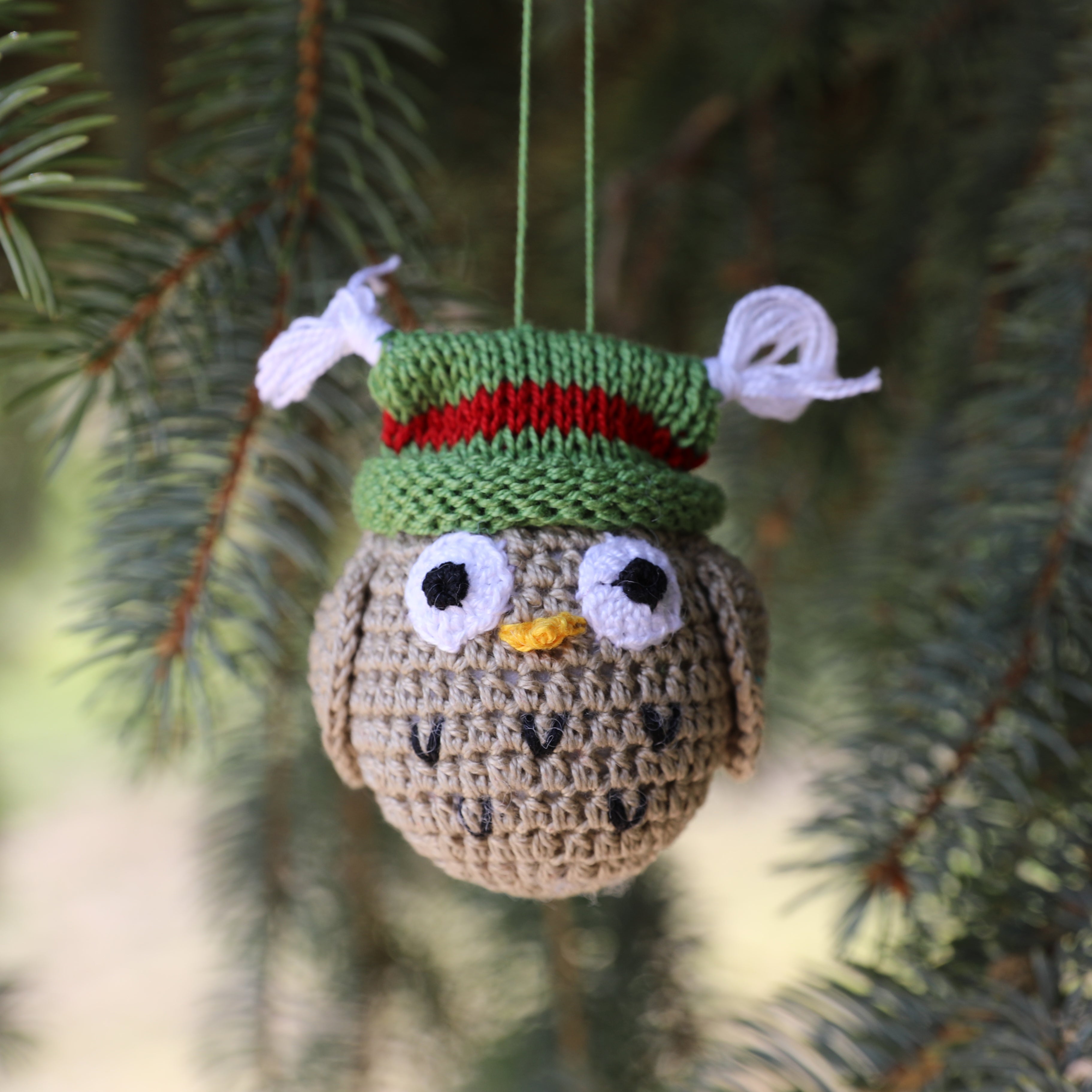 Crochet Owl Ornaments, Set Of 3