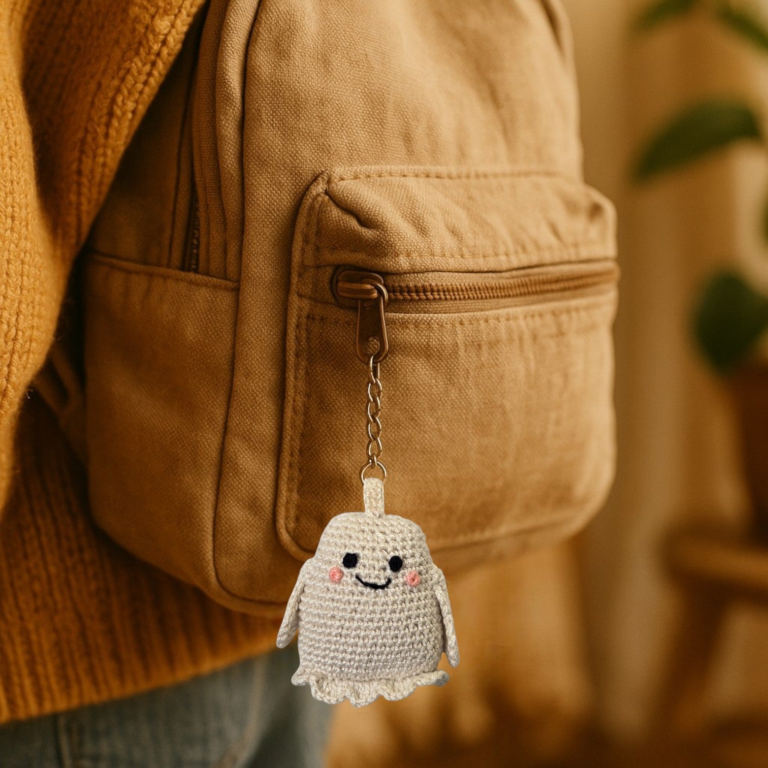 Crochet Ghost Keychain