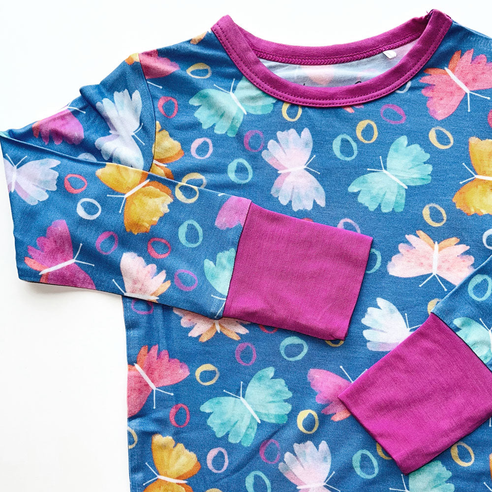 Korrie Butterflies Bamboo 2-piece Long Sleeve Set