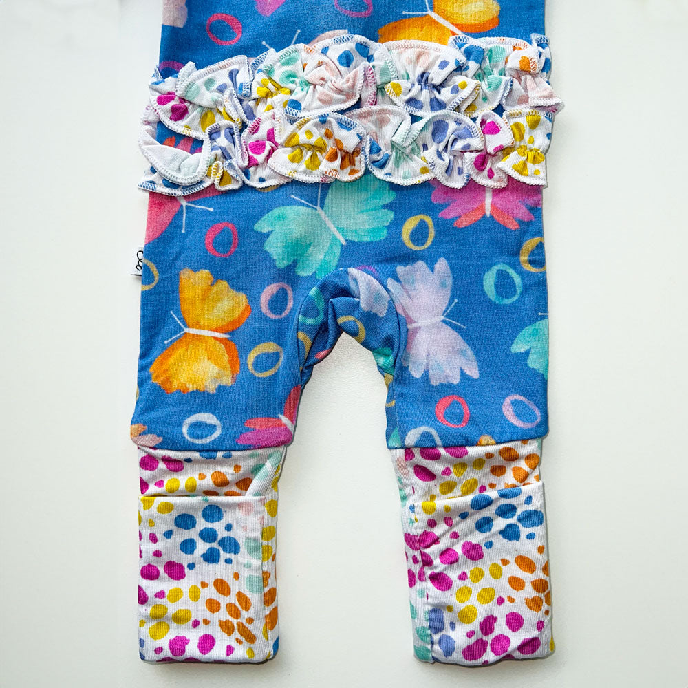 Korrie Butterflies Bamboo Ruffle Convertible Footie