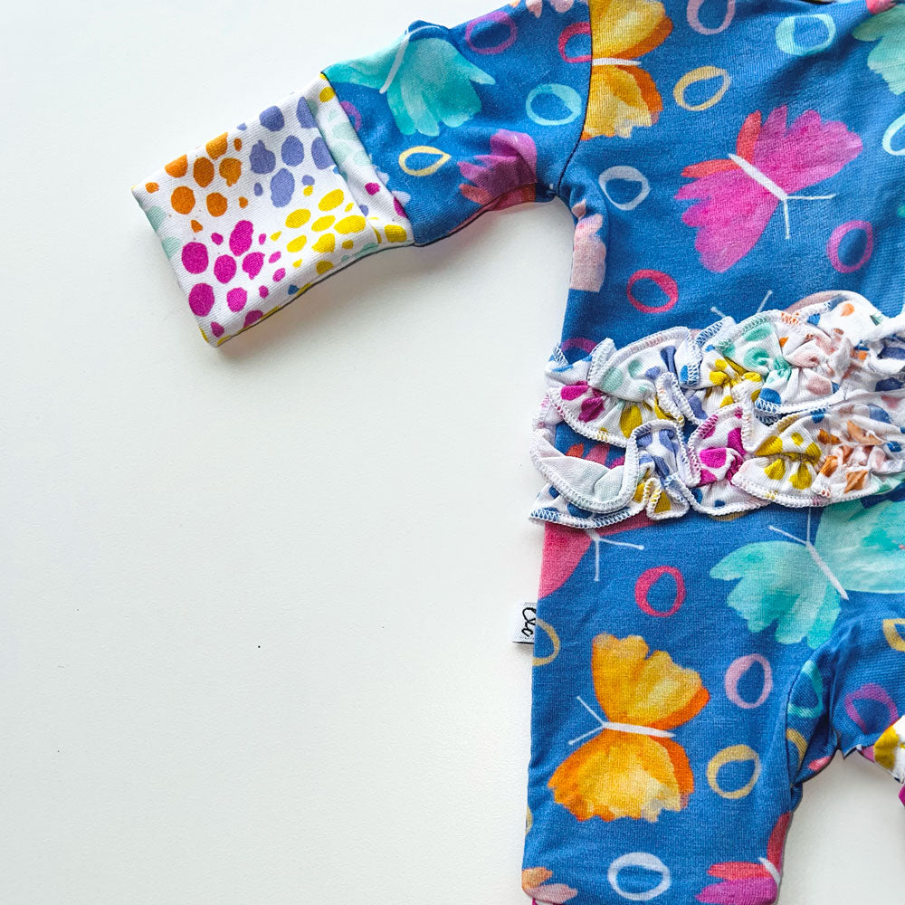 Korrie Butterflies Bamboo Ruffle Convertible Footie